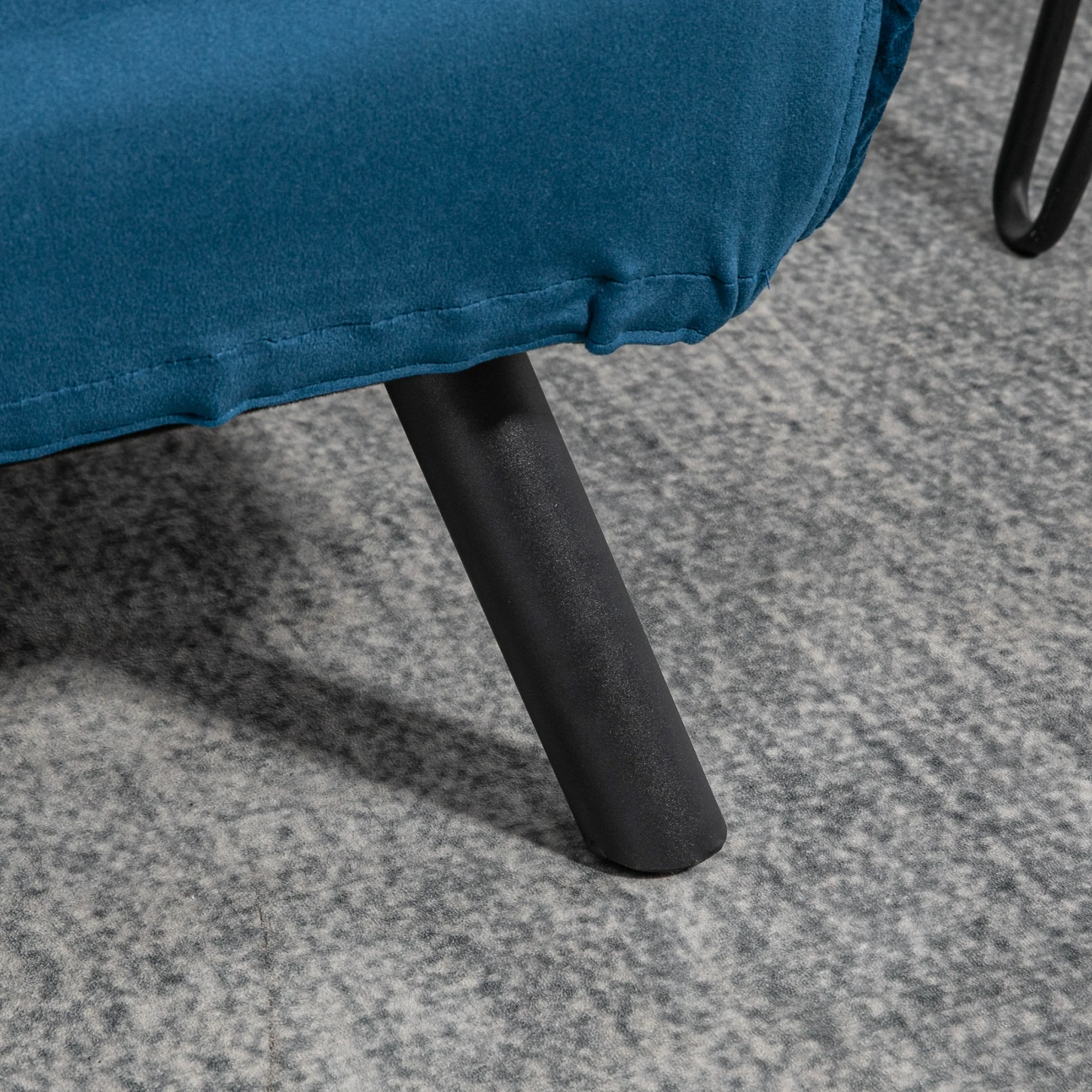 Canapé convertible 2 places 4 en 1, chauffeuse, fauteuil-lit pliant avec dossier réglable 5 niveaux et 2 coussins rembourrés, tissu effet velours pour salon, chambre d'amis, 102x73x81cm, bleu - Image 9