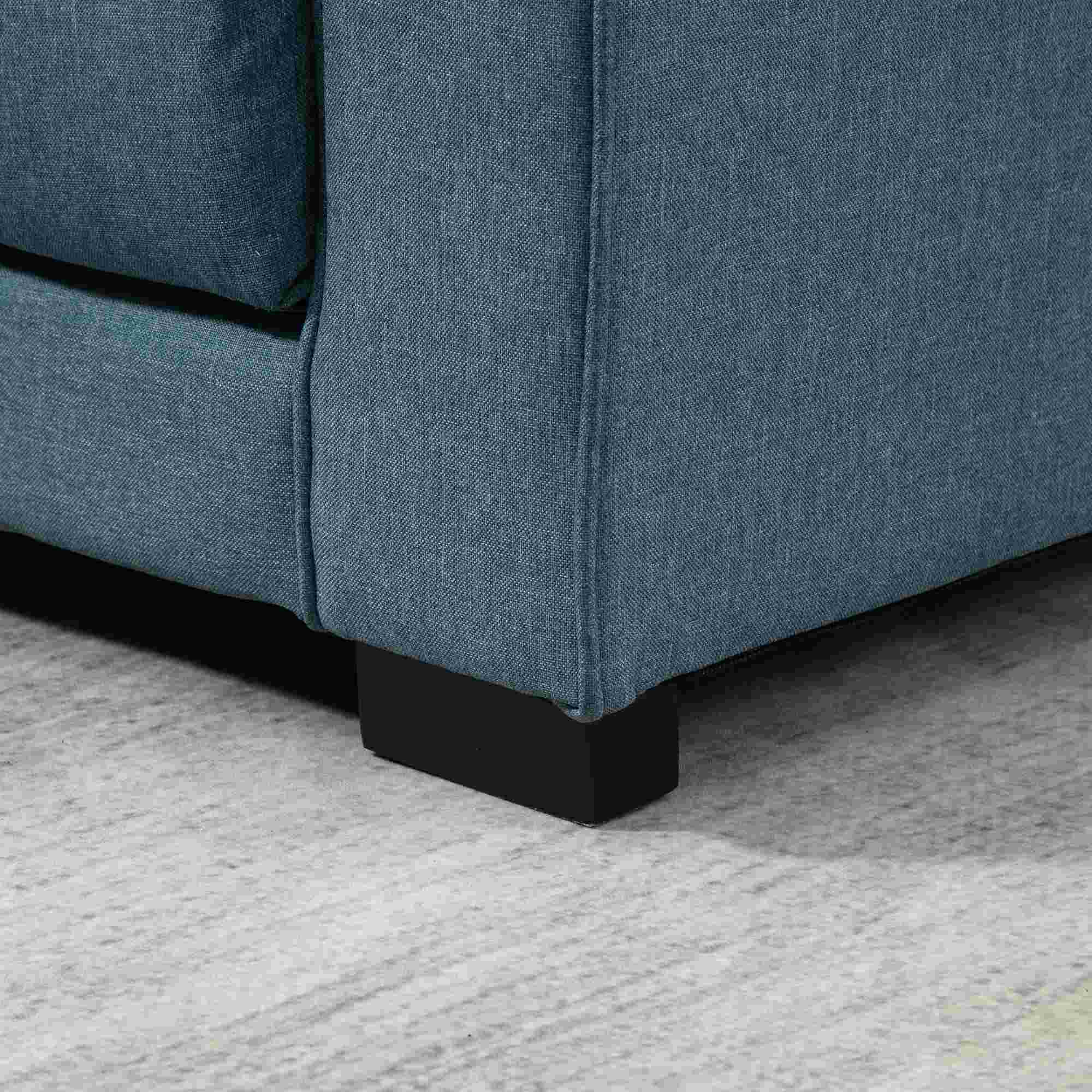 Canapé convertible 2 places canapé-lit avec dossier capitonné, coussins et matelas pliable au sol, canapé en tissu effet lin pour salon, chambre d'amis, 147,5 x 75 x 85 cm, bleu - Image 10