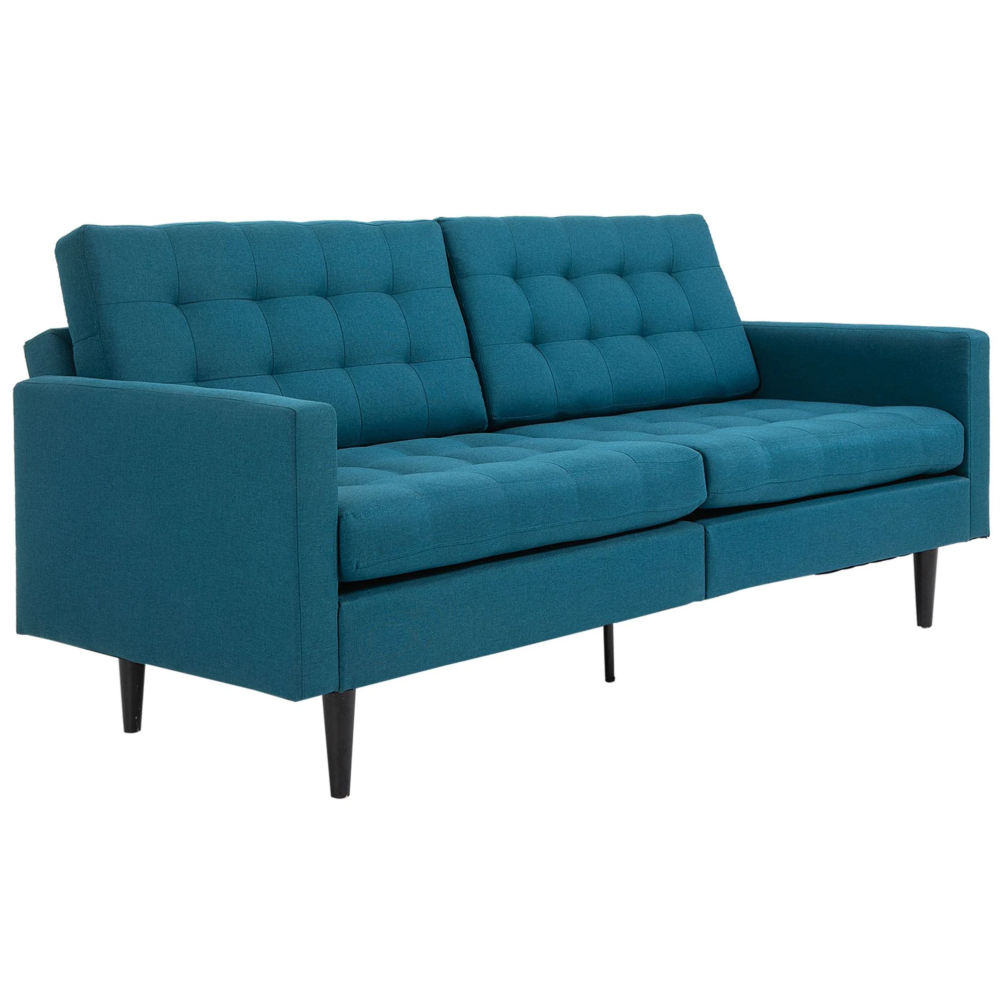Canapé Convertible 3 Places Design Contemporain Dossier inclinable indépendamment 3 Positions Lin Bleu Canard