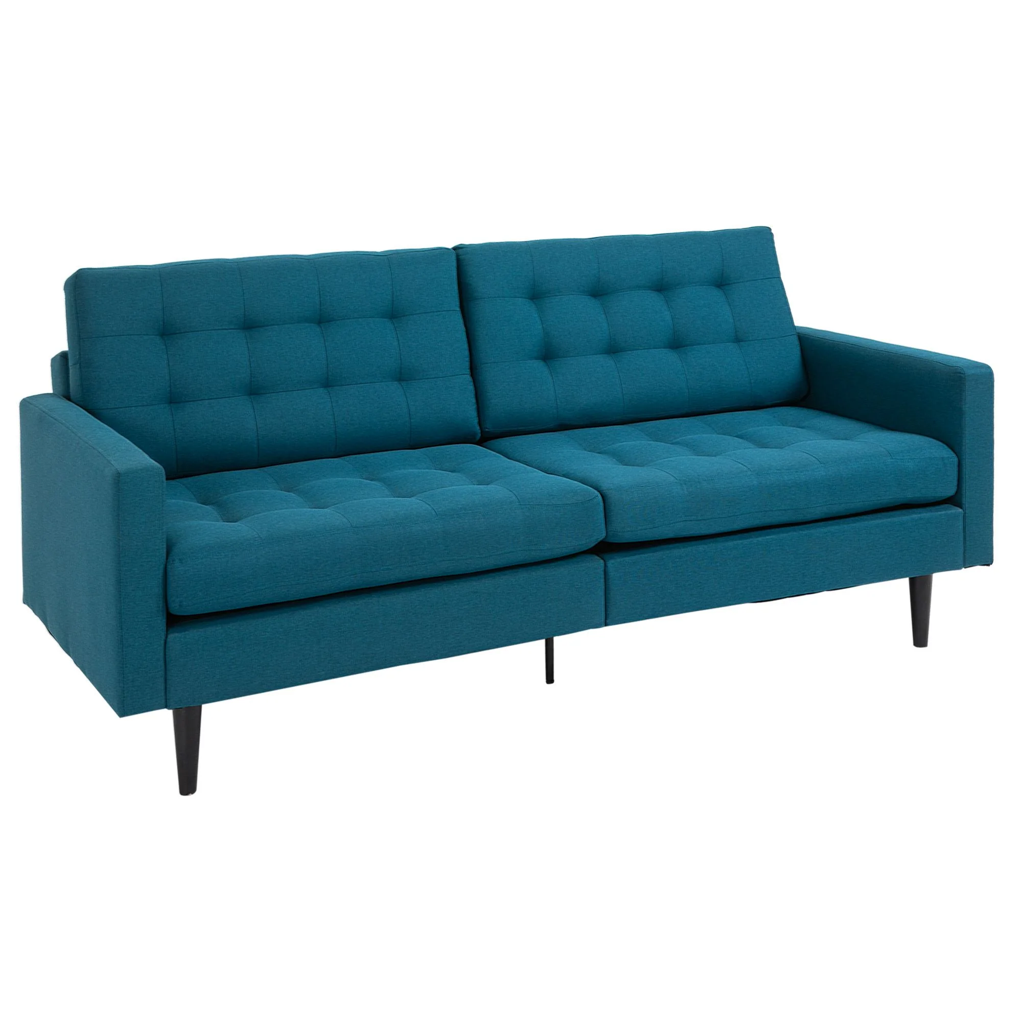 Canapé Convertible 3 Places Design Contemporain Dossier inclinable indépendamment 3 Positions Lin Bleu Canard - Image 2