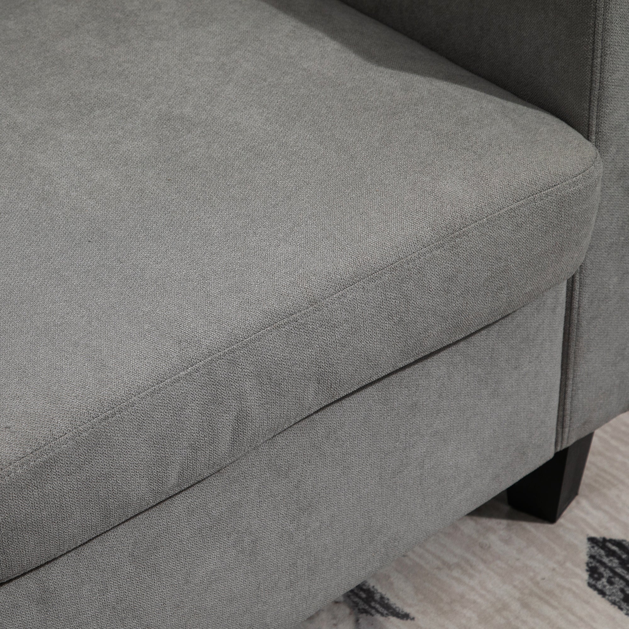 Canapé d'angle canapé 3 places avec méridienne réversible gauche ou droite pour salon, bureau, appartement, tissu polyester 197L x 139l x 91H cm gris clair - Image 10