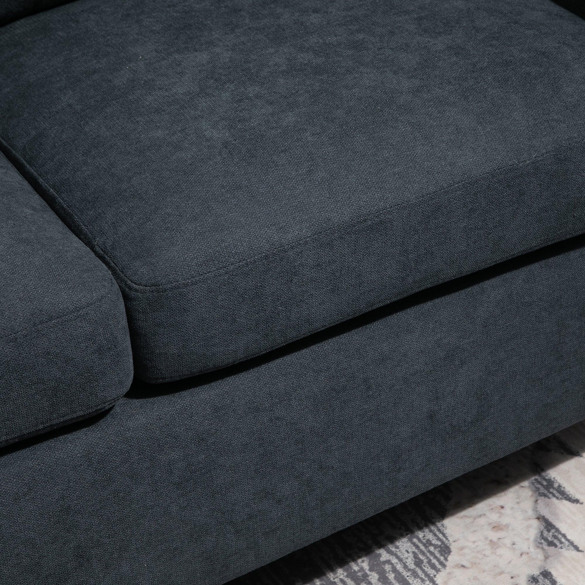 Canapé d'angle canapé 3 places avec méridienne réversible gauche ou droite pour salon, bureau, appartement, tissu polyester 197L x 139l x 91H cm gris foncé - Image 10