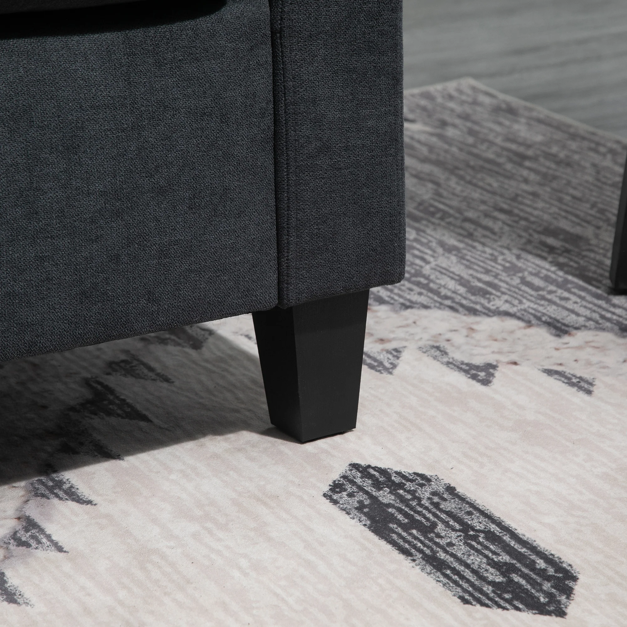 Canapé d'angle canapé 3 places avec méridienne réversible gauche ou droite pour salon, bureau, appartement, tissu polyester 197L x 139l x 91H cm gris foncé - Image 9