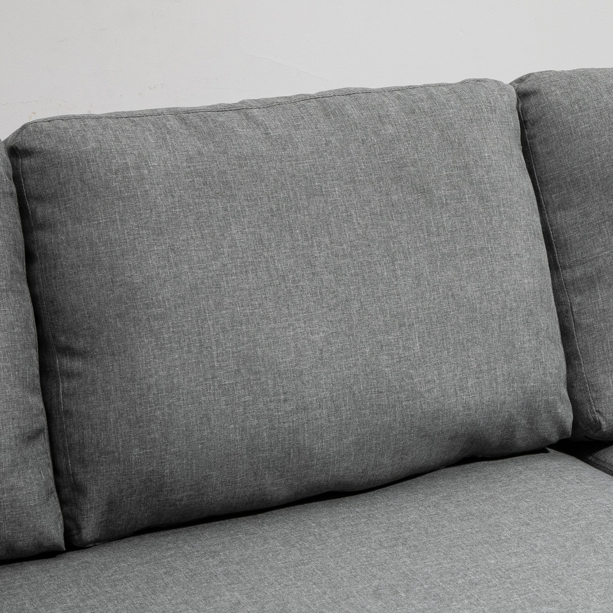 Canapé d'angle convertible canapé lit canapé 3 places modulable avec méridienne réversible, coffre de rangement intégré et 3 coussins de dossier, tissu aspect lin, gris - Image 10