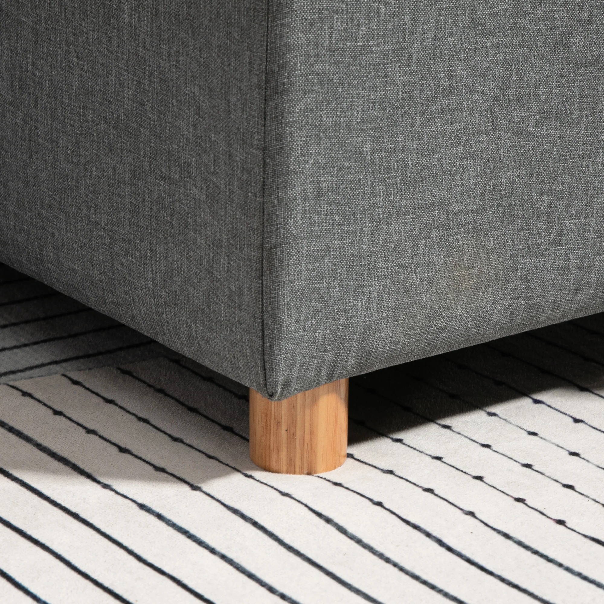Canapé d'angle convertible canapé lit canapé 3 places modulable avec méridienne réversible, coffre de rangement intégré et 3 coussins de dossier, tissu aspect lin, gris - Image 9