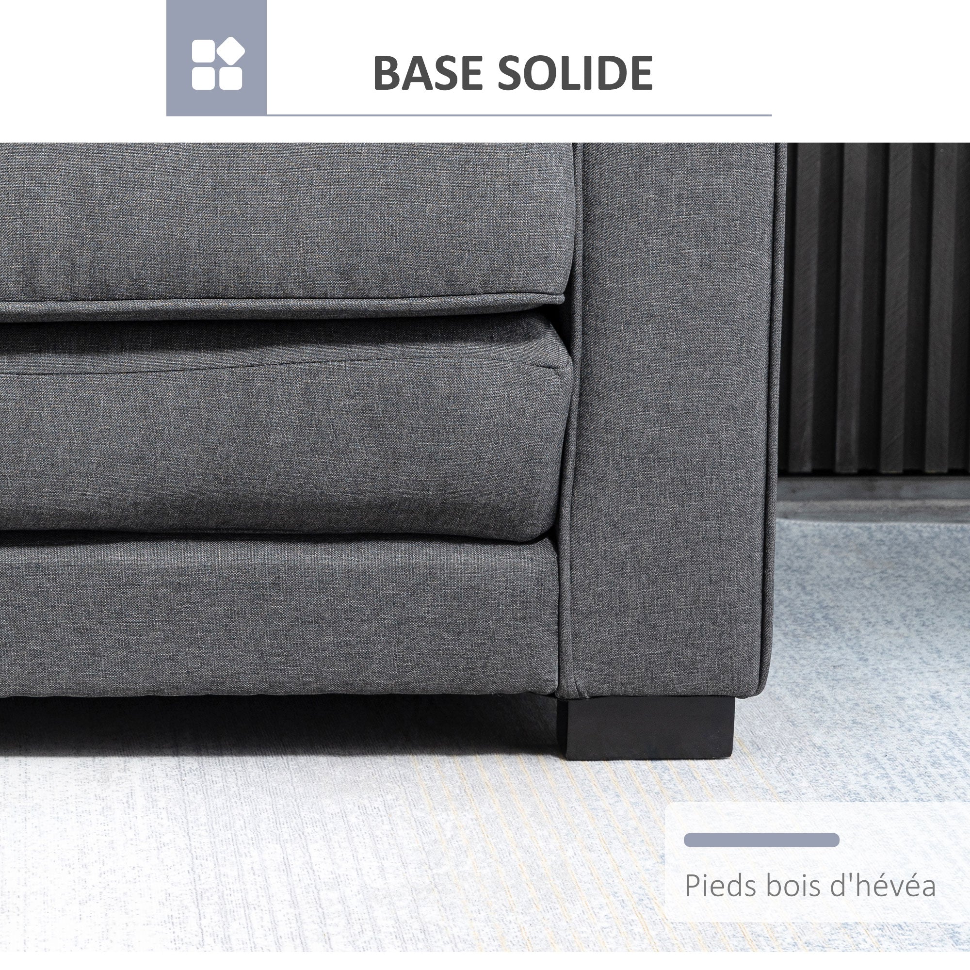 Canapé droit convertible 2 places - dossier capitonné - 147,5 x 75 x 85?cm - gris - Image 8