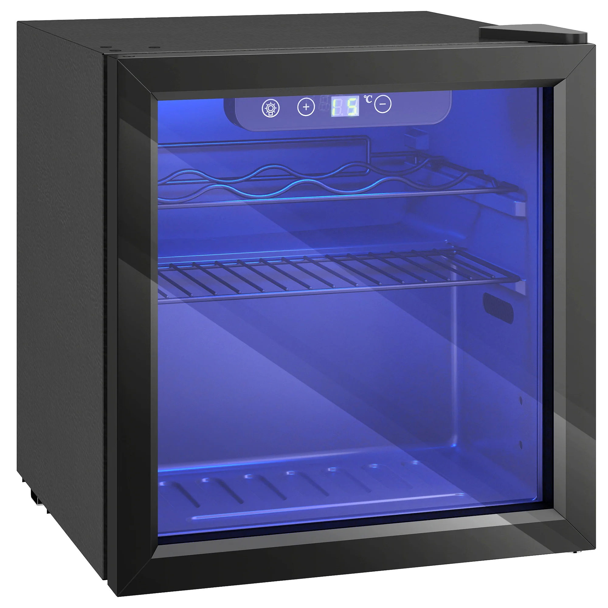 Cave à vin 12 bouteilles 36L, réfrigérateur à vin et boissons avec température réglable 4-16 °C, porte réversible en verre trempé double, éclairage LED et étagère amovible, noir - Image 2