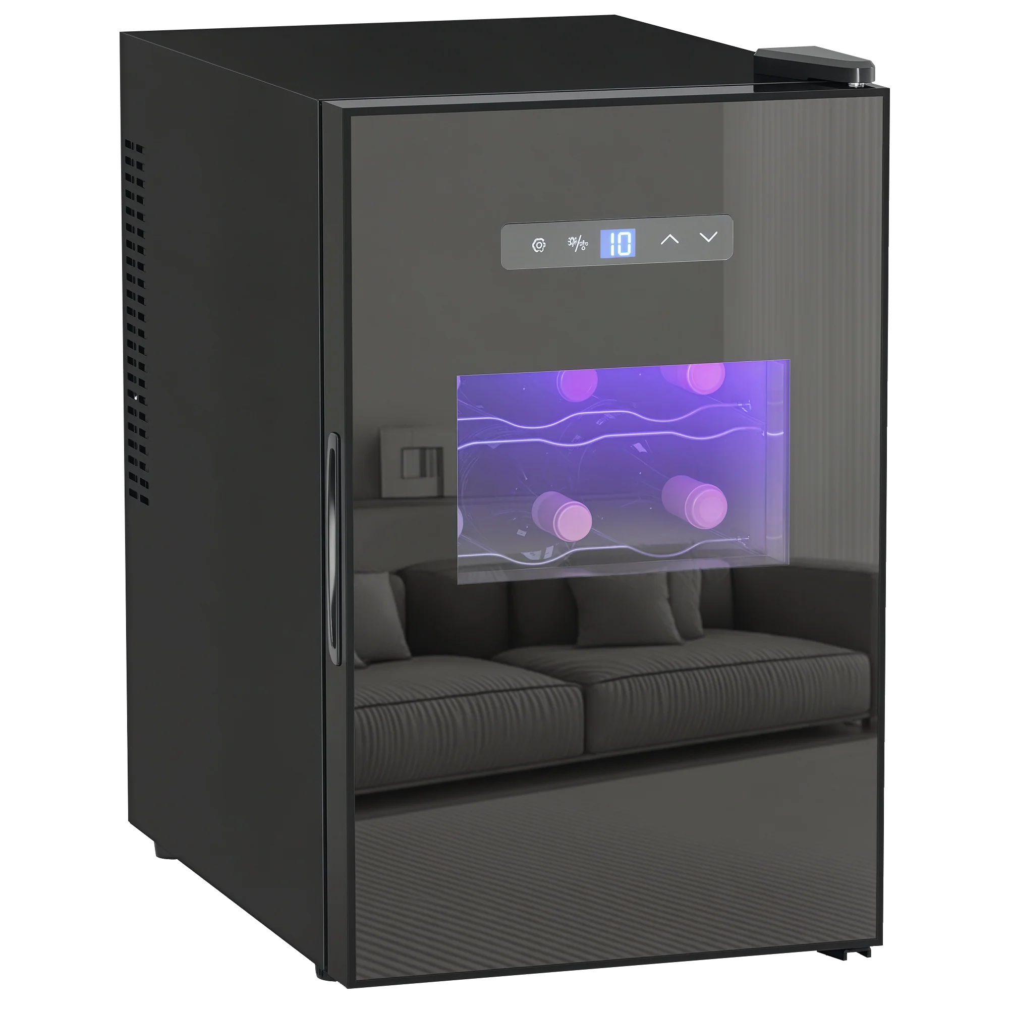Cave à vin 15 bouteilles 39L réfrigérateur à vin thermoélectrique et silencieux - porte en verre, éclairage LED, écran tactile numérique, frigo vin contrôle de température 8-18°C, noir - Image 11