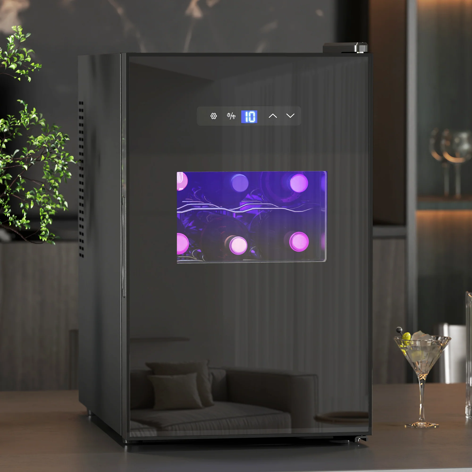 Cave à vin 15 bouteilles 39L réfrigérateur à vin thermoélectrique et silencieux - porte en verre, éclairage LED, écran tactile numérique, frigo vin contrôle de température 8-18°C, noir - Image 3