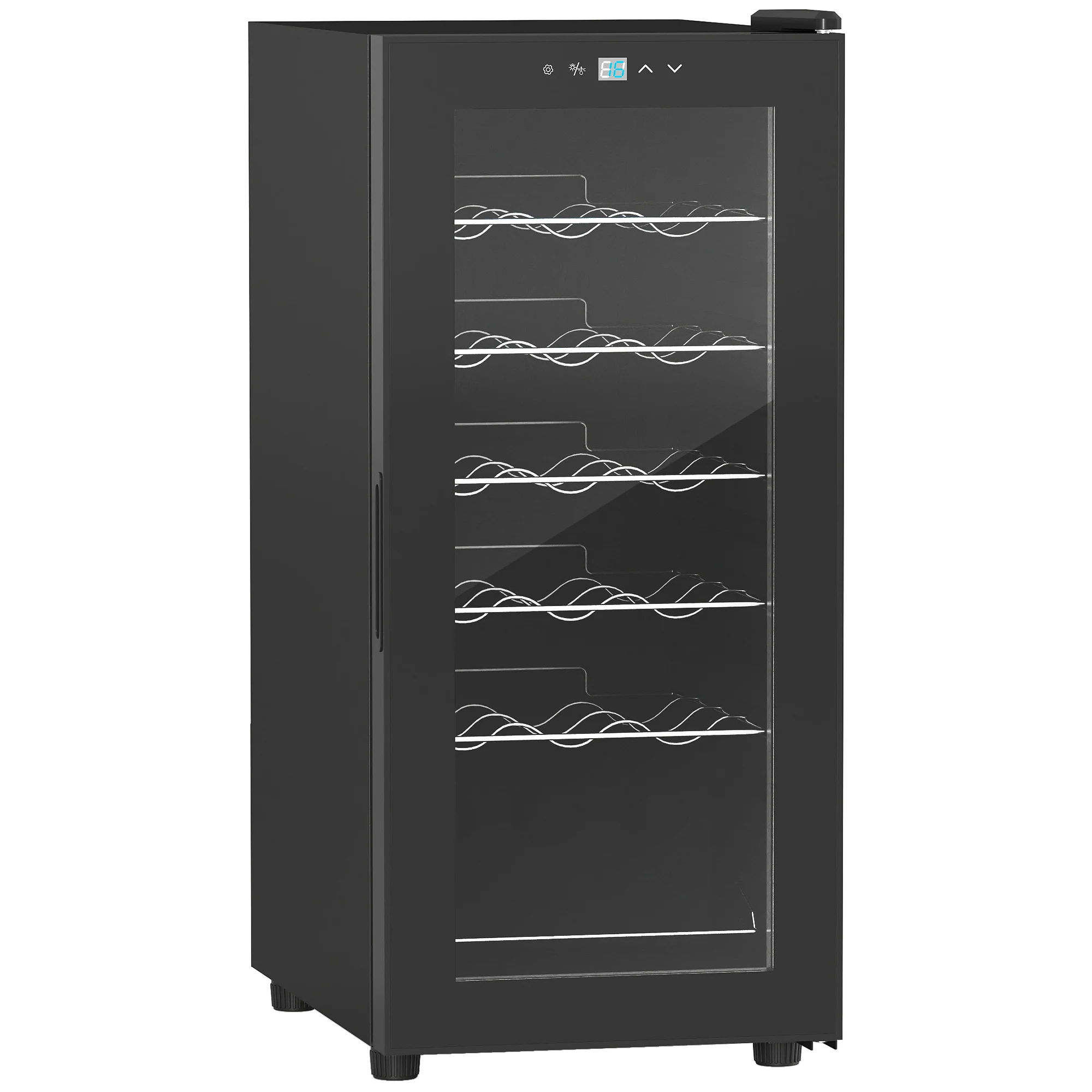 Cave à vin 18 bouteilles 50L réfrigérateur à vin silencieux avec porte en verre, étagères réglables, éclairage LED, écran tactile numérique, frigo vin contr?le de la température 5-18°C, noir - Image 2