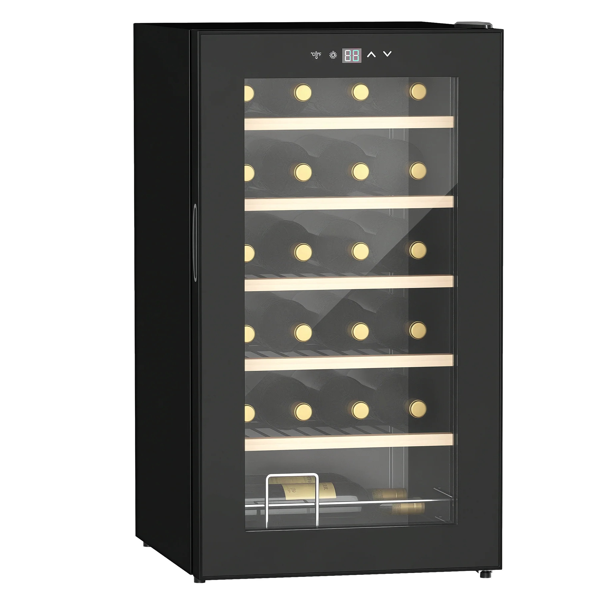 Cave à vin 24 bouteilles 65L, réfrigérateur à vin silencieux température réglable 5-20°, avec éclairage LED, panneau de commande tactile, haute performance 41dB noir - Image 11