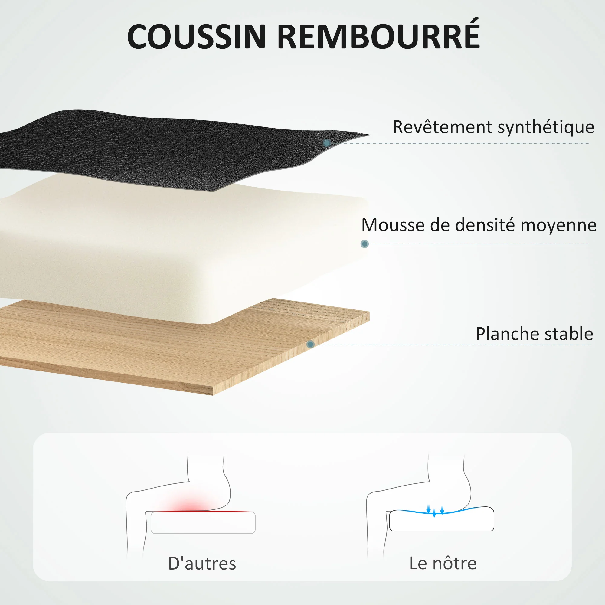 Chaise de bureau, fauteuil de bureau, siège d'ordinateur, avec fonction bascule, dossier haut, roulettes pivotantes 360°, hauteur réglable, noir - Image 6