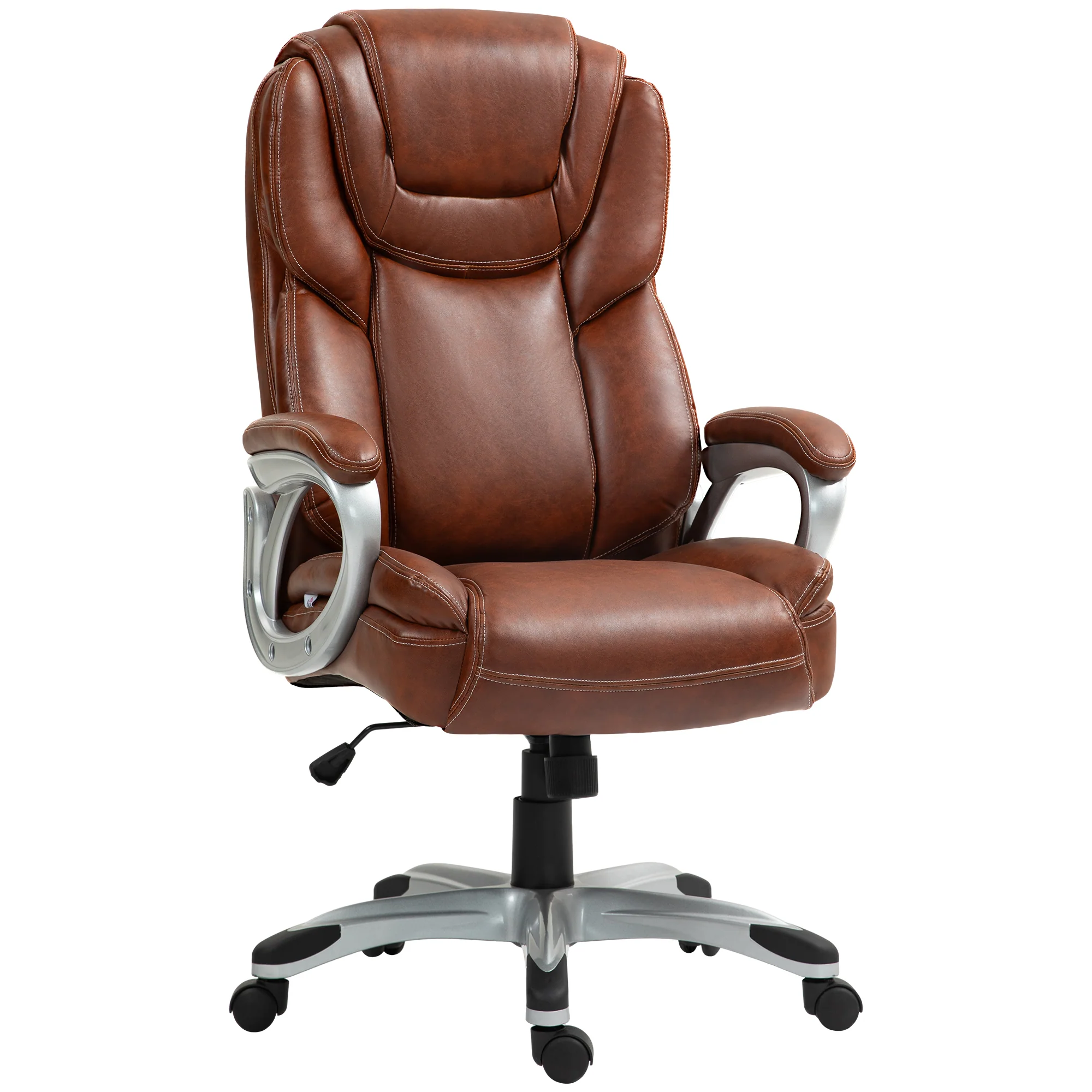 Chaise de bureau, fauteuil de bureau, siège d'ordinateur, avec fonction bascule, dossier haut, roulettes pivotantes 360°, hauteur réglable, marron - Image 11