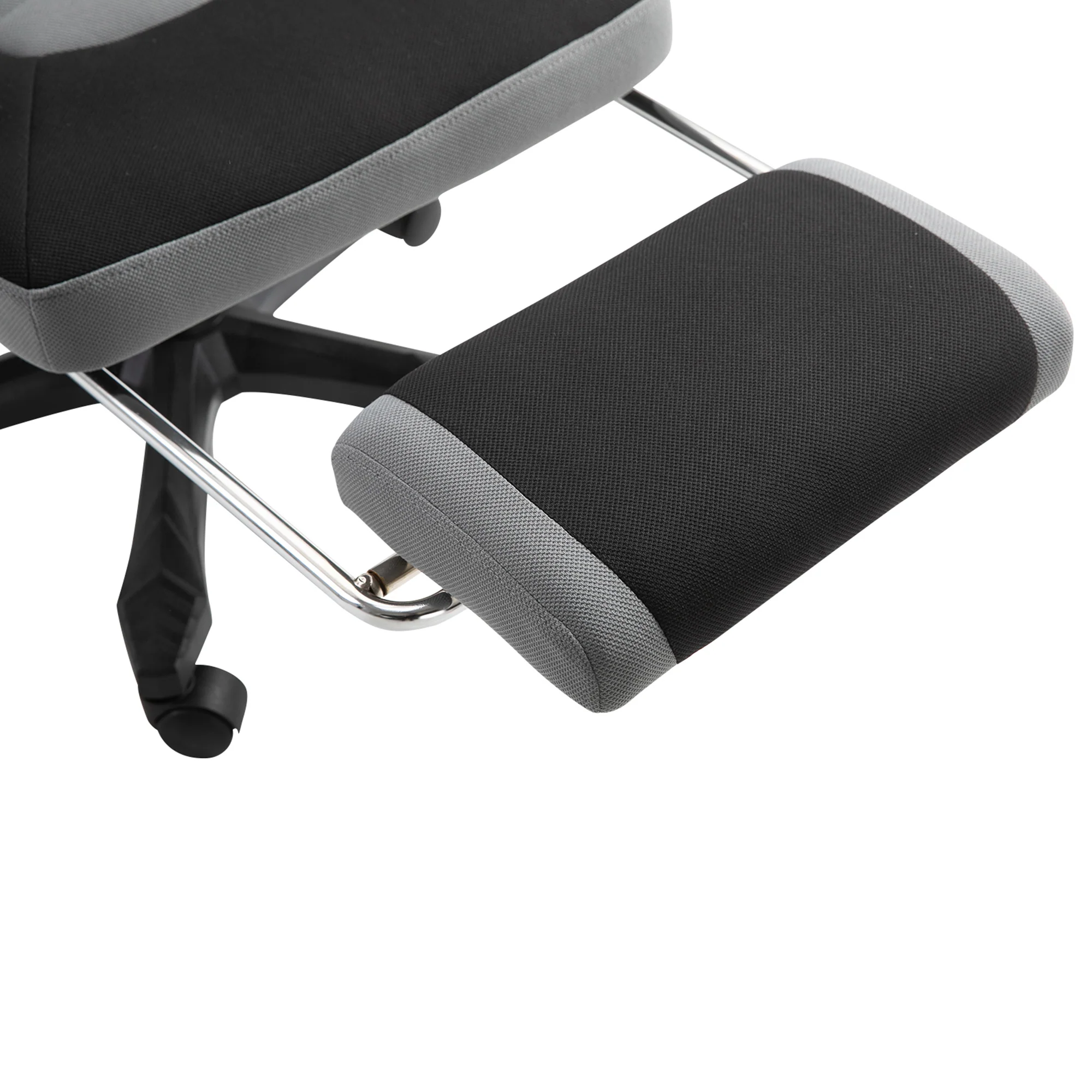 Chaise de bureau fauteuil gaming hauteur réglable dossier roulettes pivotantes repose-pied tissu en maille 58L x 63l x 112-122H cm gris noir - Image 10