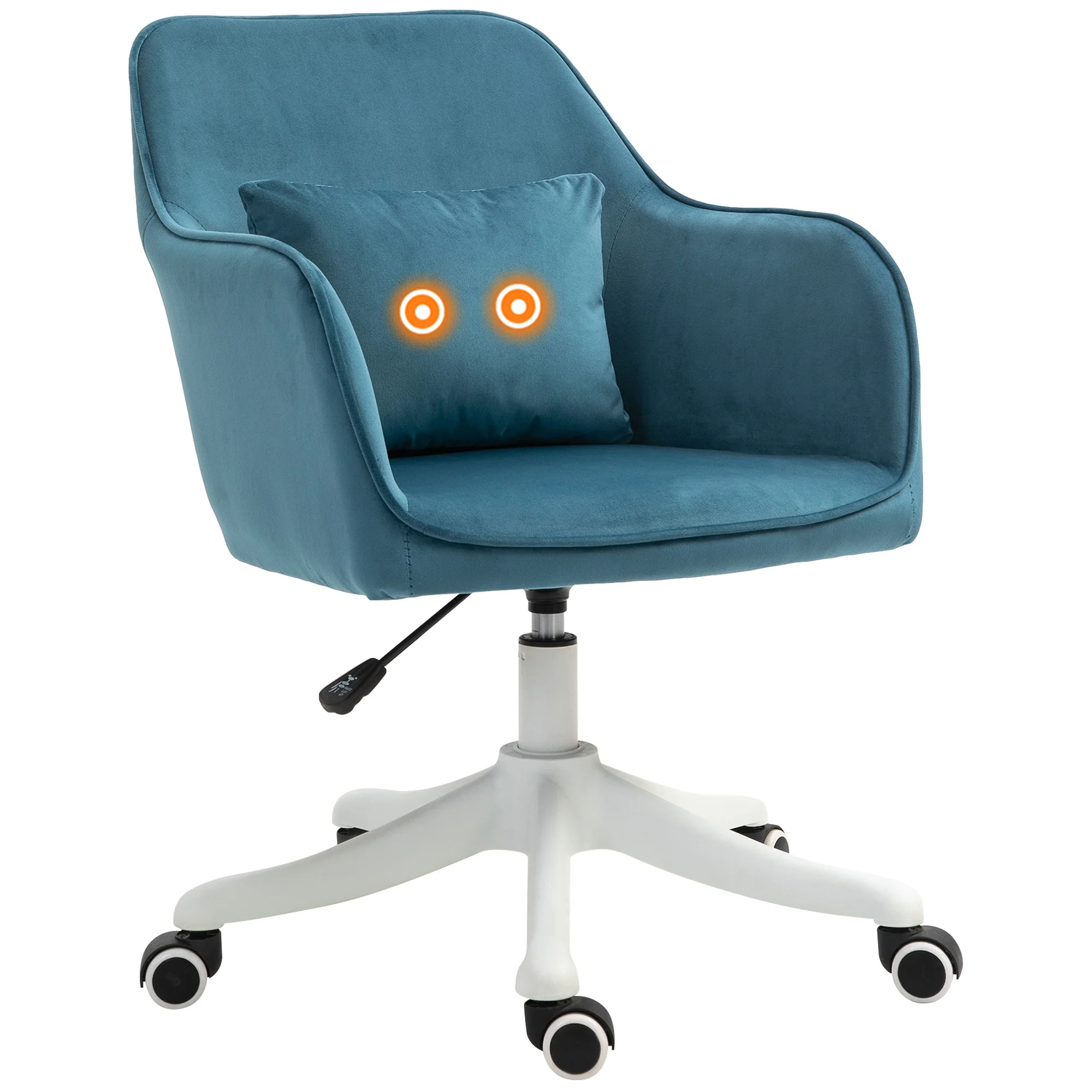 Chaise de bureau velours fauteuil bureau massant coussin lombaire intégré hauteur réglable pivotante 360° bleu - Image 11