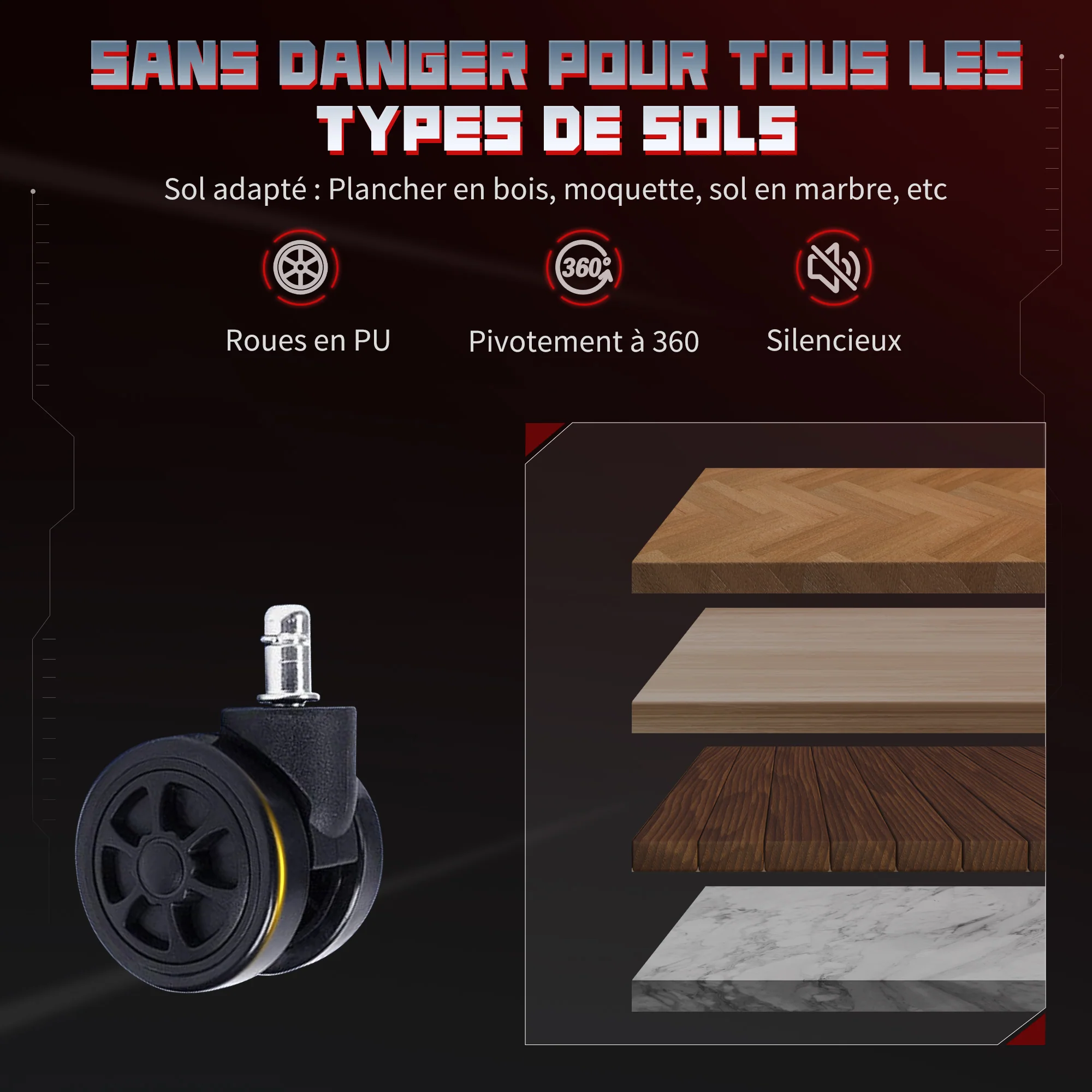 Chaise gaming ergonomique avec accoudoirs réglables, fauteuil gamer en suède avec dossier inclinable, hauteur réglable, repose-pieds, appui-tête, soutien lombaire et pivotant à 360°, gris - Image 10