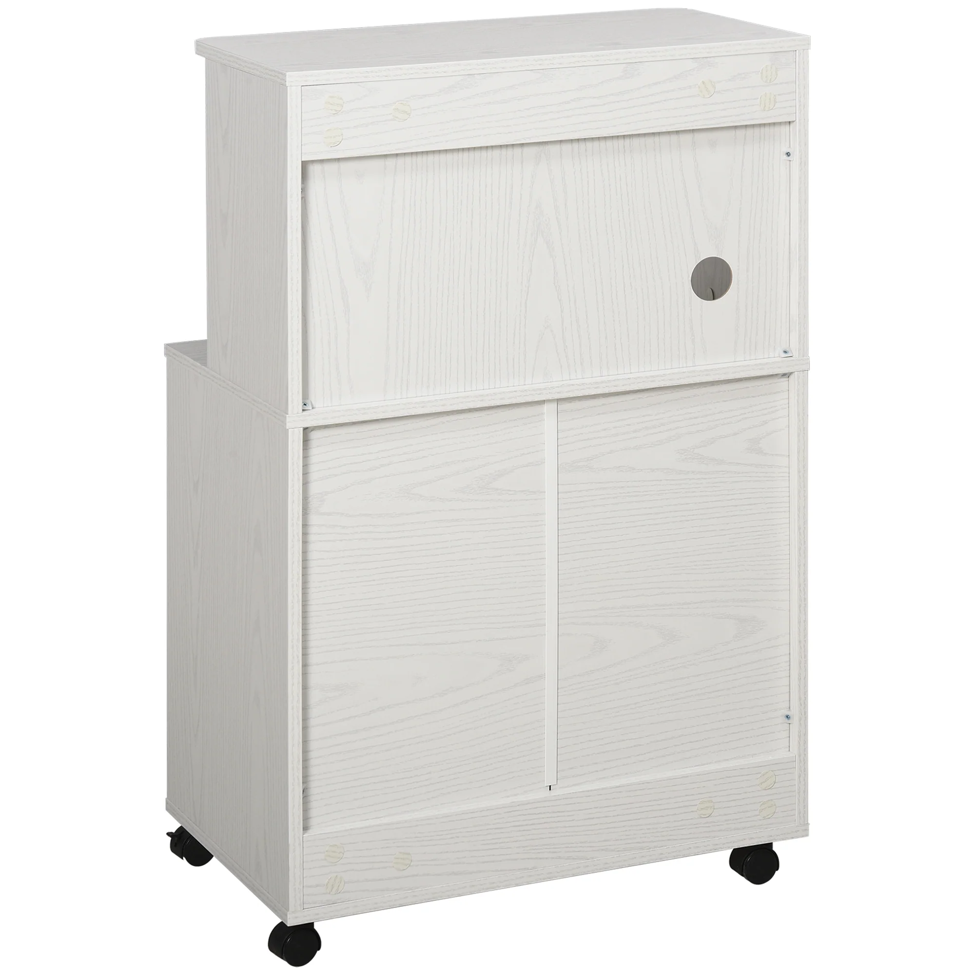 Chariot desserte micro-ondes placard 2 portes - dim. 60,4L x 40,3l x 97H cm - blanc - Image 9