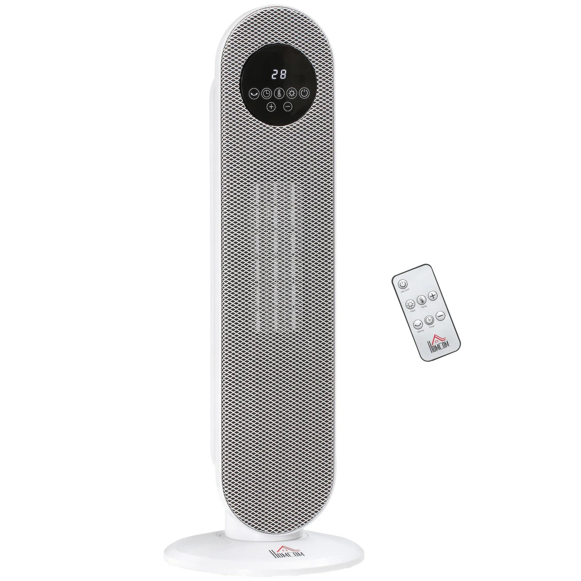 Chauffage d'appoint Radiateur soufflant Radiateur céramique oscillant 15-40°C avec Télécommande 1300/2000W, 21 x 21 x 63,5 cm - Image 2
