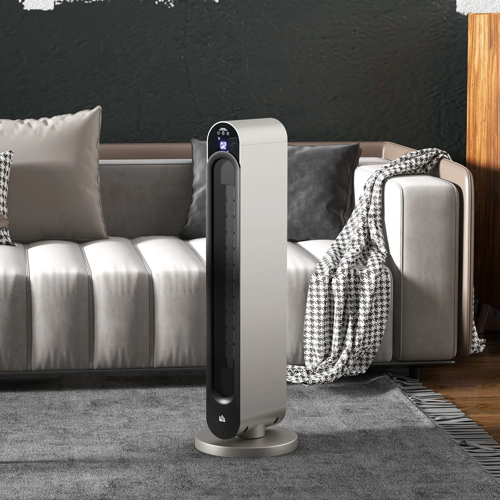 Chauffage soufflant oscillant 1100/2200 W - mini radiateur céramique PTC - télécommande incluse - chauffage d'appoint noir - Image 3