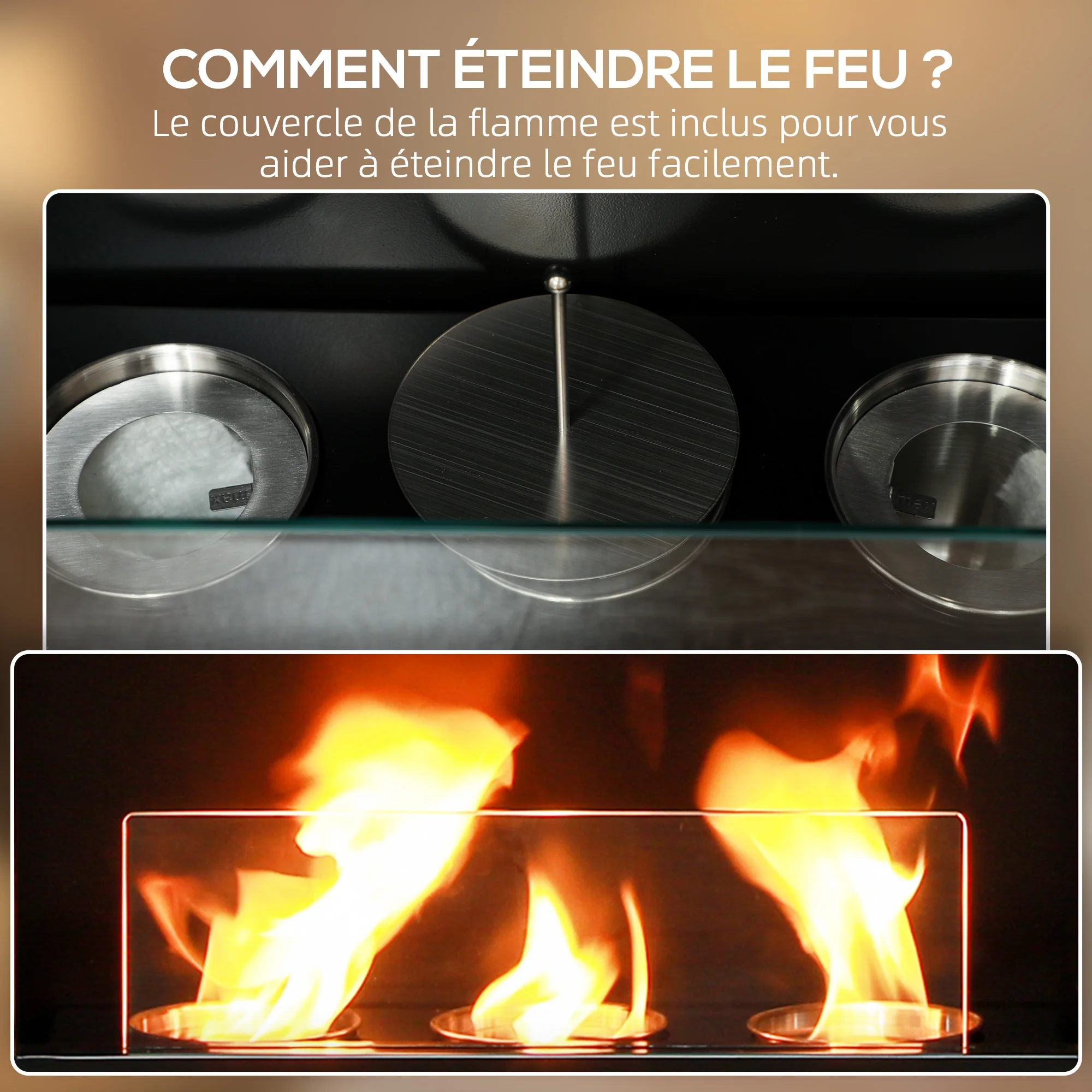 Cheminée au bioéthanol, cheminée éthanol, br?leur 400 ml, durée de combustion de 3 heures, avec verre de protection, poêle bio à poser au sol, couverture 16-18 m2, blanc - Image 6