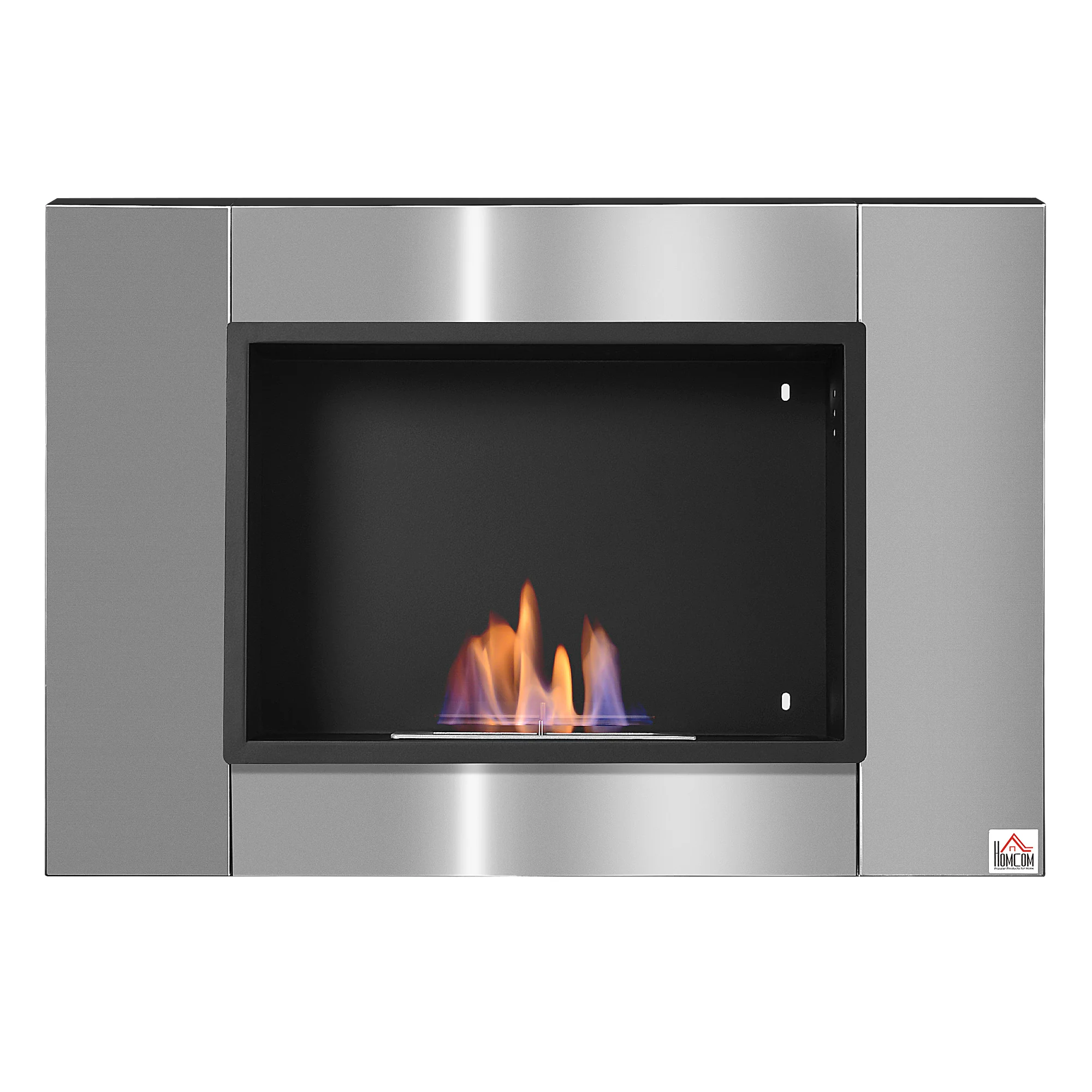 Cheminée bioéthanol Murale encastrable brûleur 0,9 L, environ 3 h de durée de combustion 80L x 14l x 54H cm Couverture 25-30 m² Acier inox - Image 11