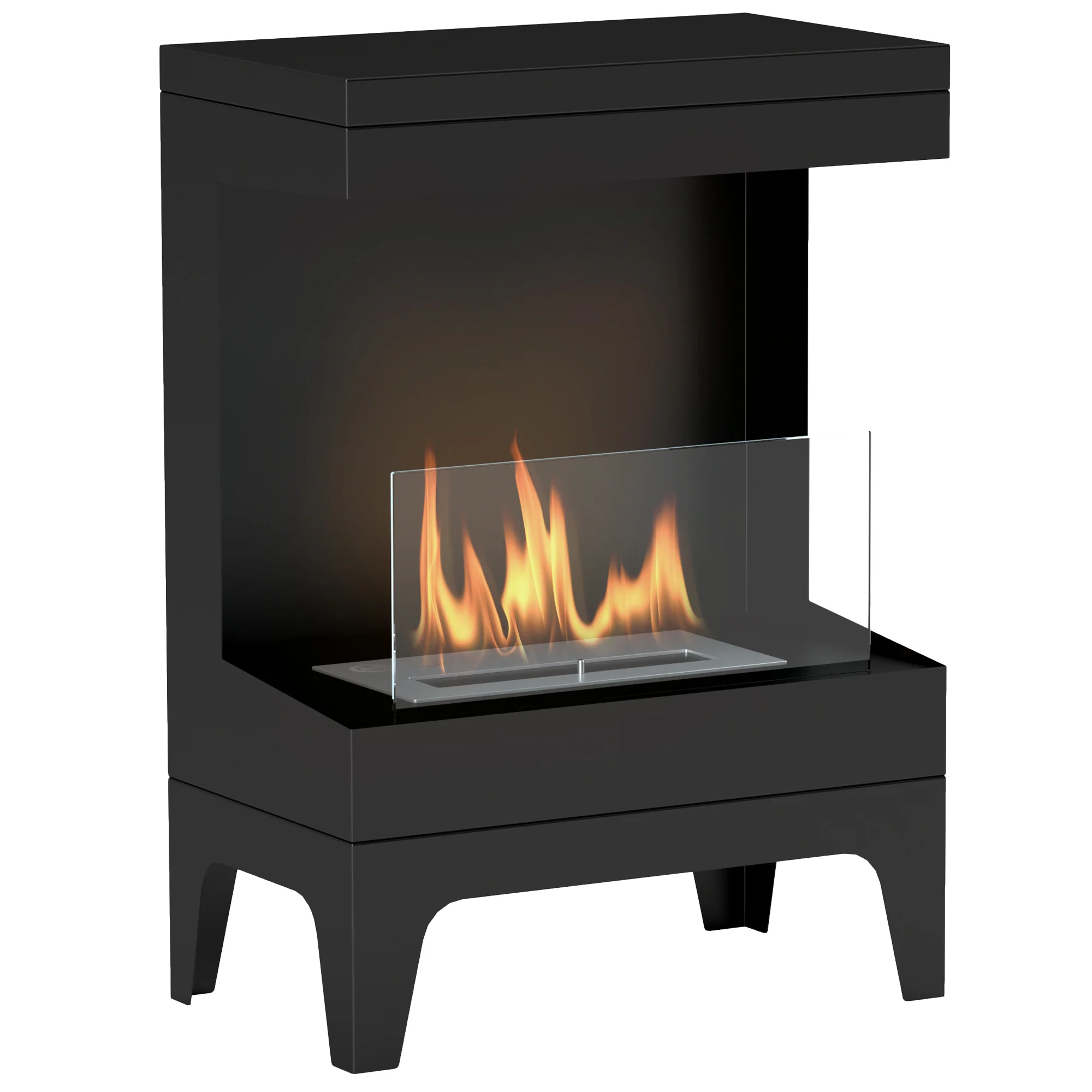 Cheminée bioéthanol sur pieds, avec réservoir 0,9 L, environ 3,3 h de durée de combustion, couverture 20 m2, 38 x 22 x 54 cm, noir - Image 11