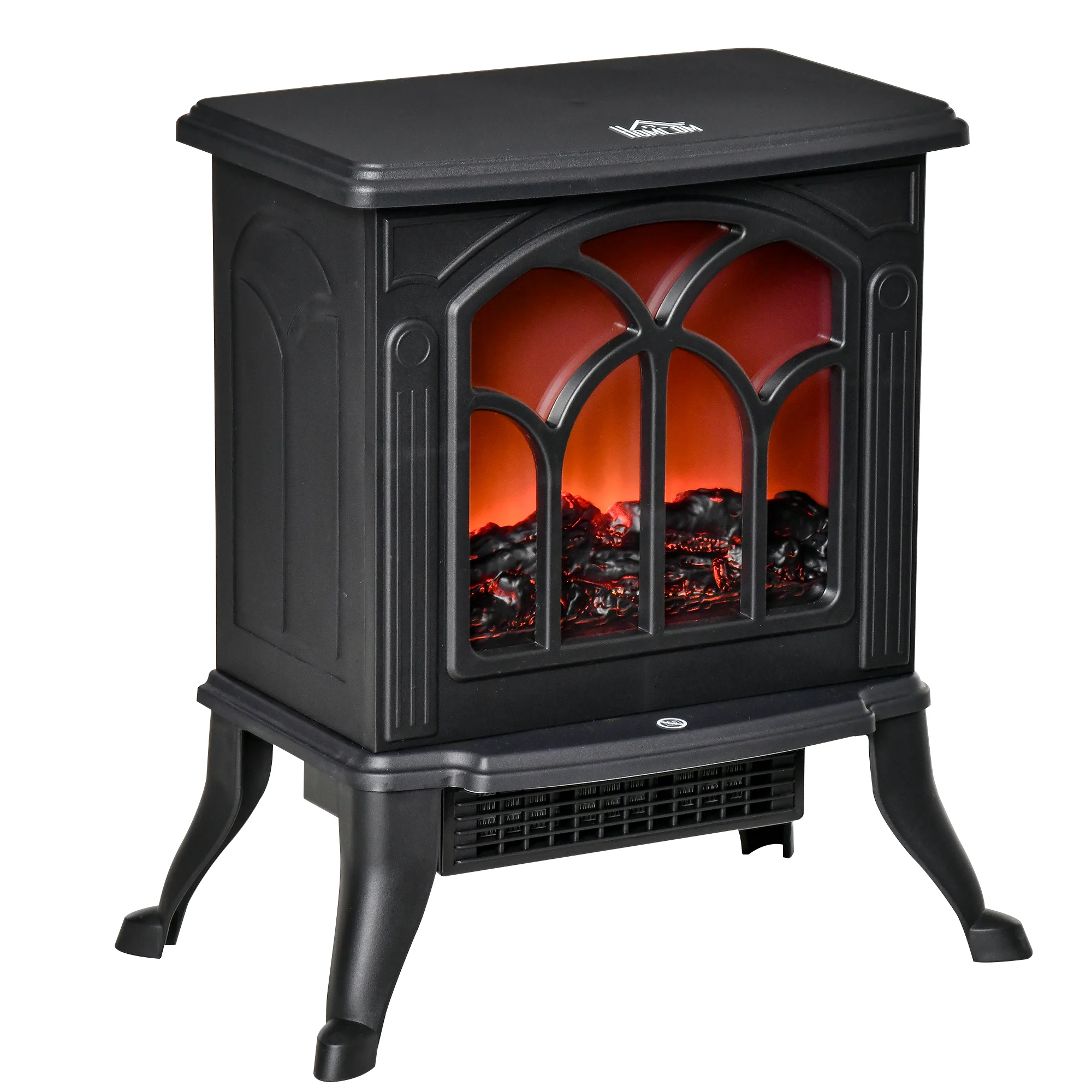 Cheminée électrique sur pied 750/1500 W, fausse cheminée décorative avec effet flamme LED, protection contre la surchauffe, zone de couverture 15-20 m2, noir - Image 2