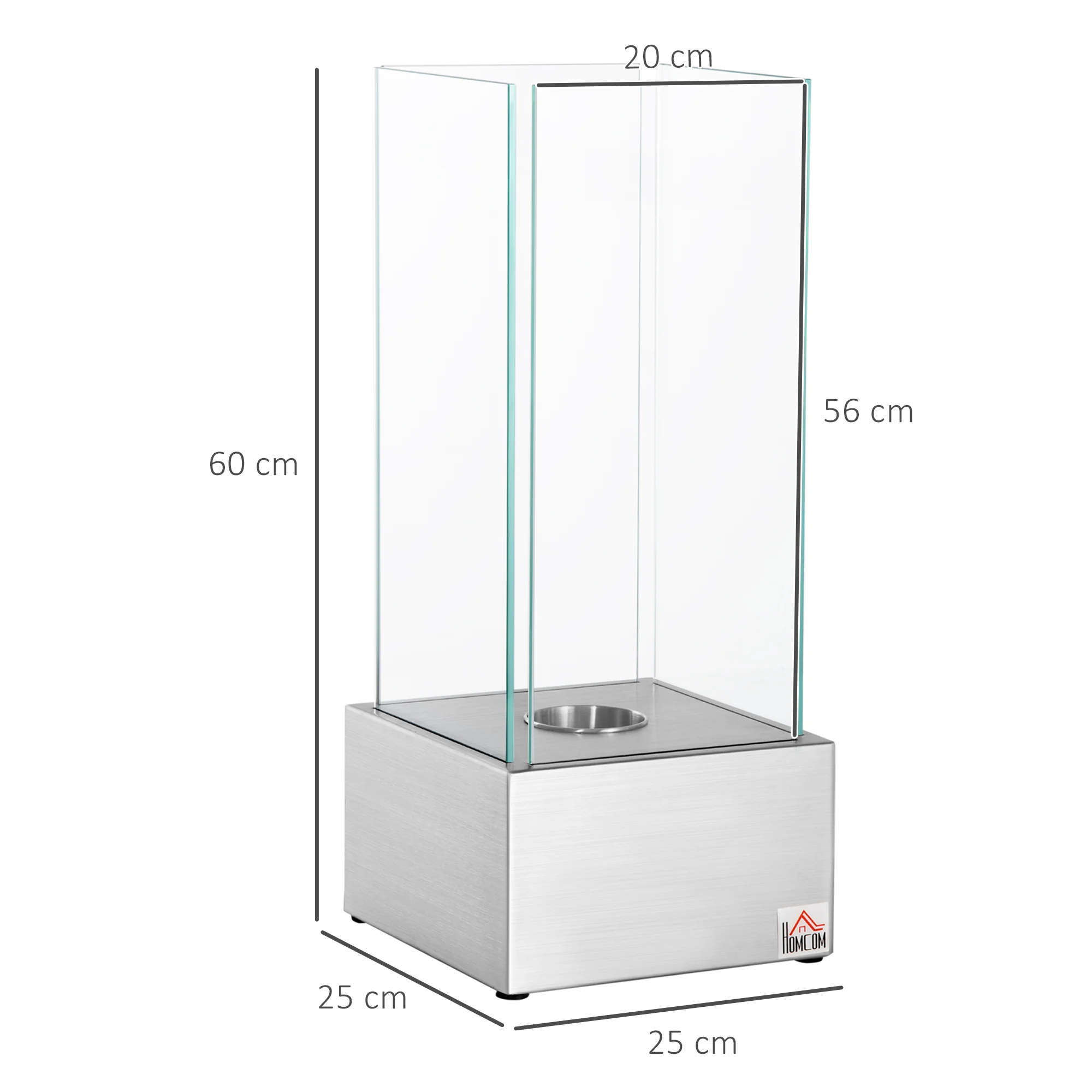 Cheminée éthanol à Poser Cheminée Portable à table avec réservoir 0,4 L Couverture 15 m² - dim. 25L x 25l x 60H cm - Image 4
