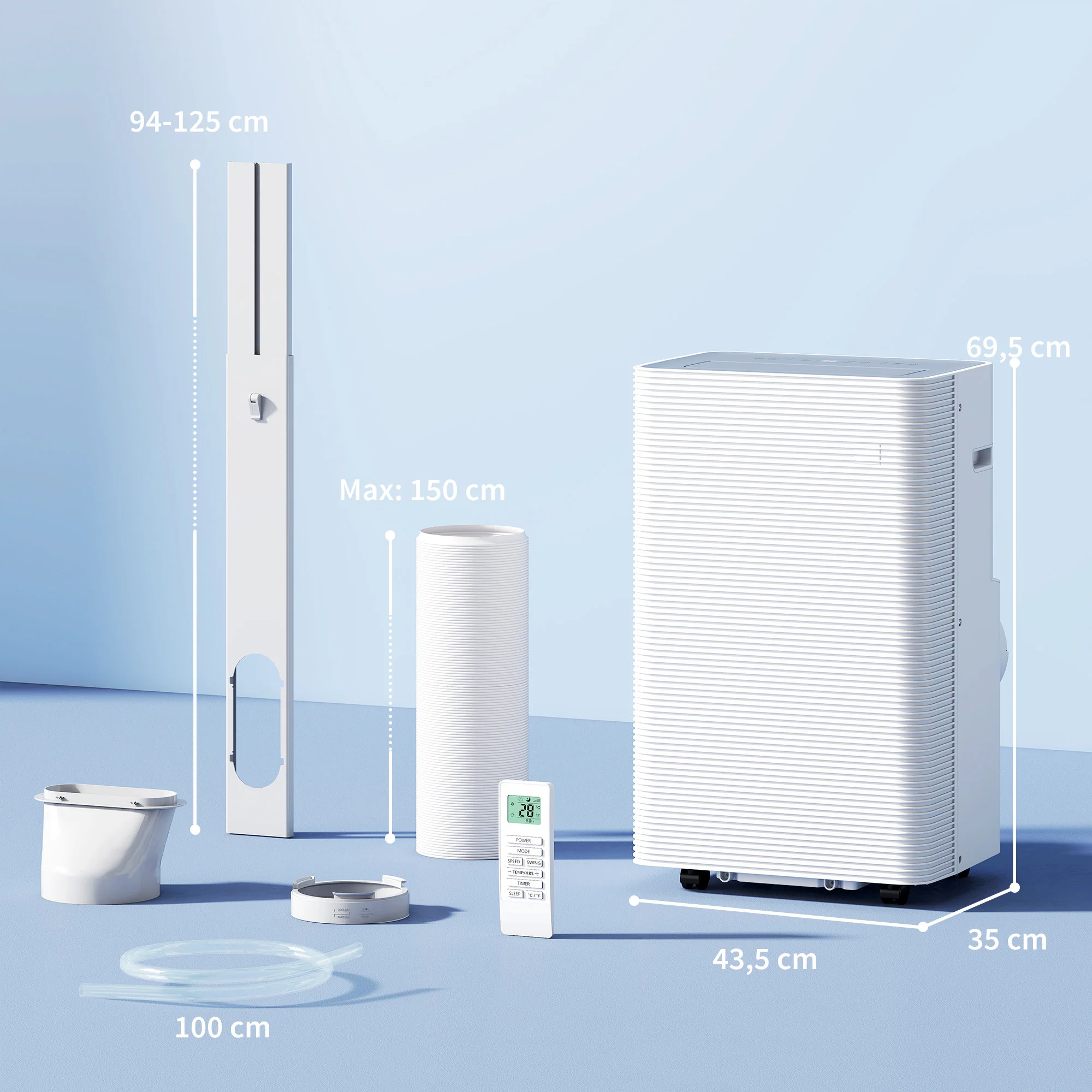 Climatiseur mobile 12000 BTU, climatiseur portable 4 en 1, refroidissement, déshumidificateur, ventilateur, mode nuit, télécommande, minuteur 24H, oscillation, 3 vitesses, pièces 35m2, classe A - Image 4