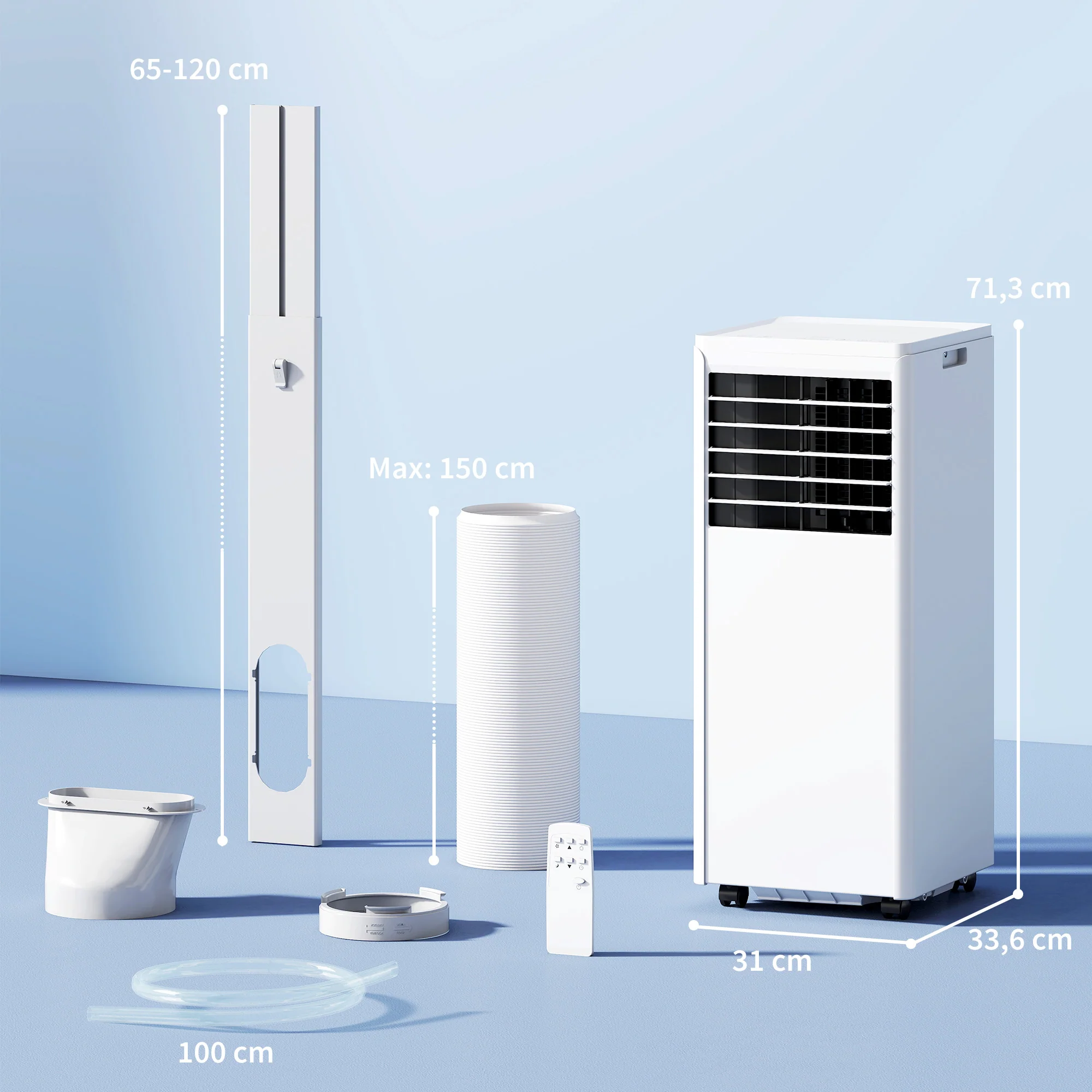 Climatiseur mobile 9000 BTU, climatiseur portable 4 en 1, refroidissement, déshumidificateur, ventilateur, mode nuit, télécommande, minuteur 24H, 2 vitesses, pour pièces 30 m2, classe A - Image 4