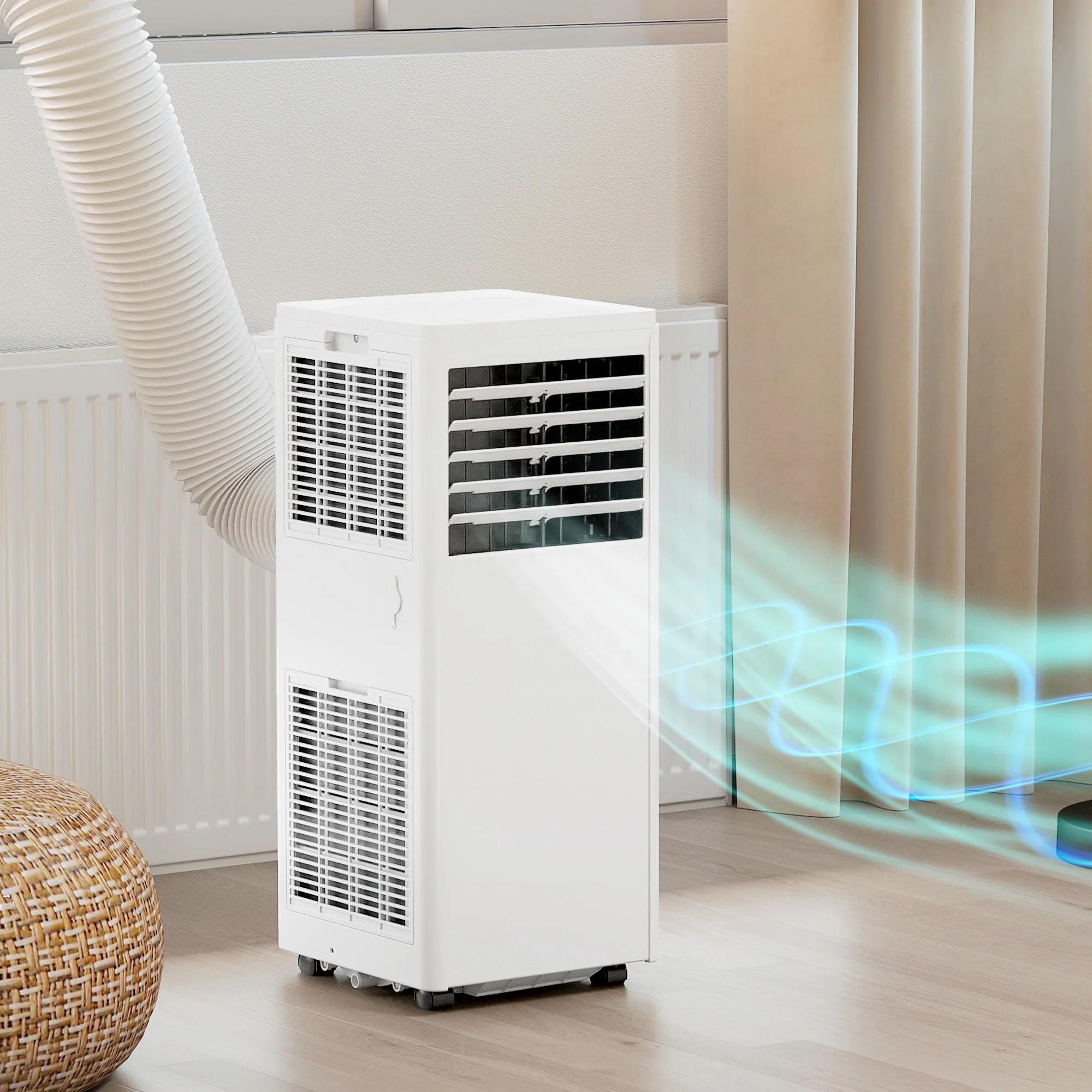 Climatiseur mobile 9000 BTU, climatiseur portable 4 en 1, refroidissement, déshumidificateur, ventilateur, mode nuit, télécommande, minuteur 24H, 2 vitesses, pour pièces 30 m2, classe A - Image 7