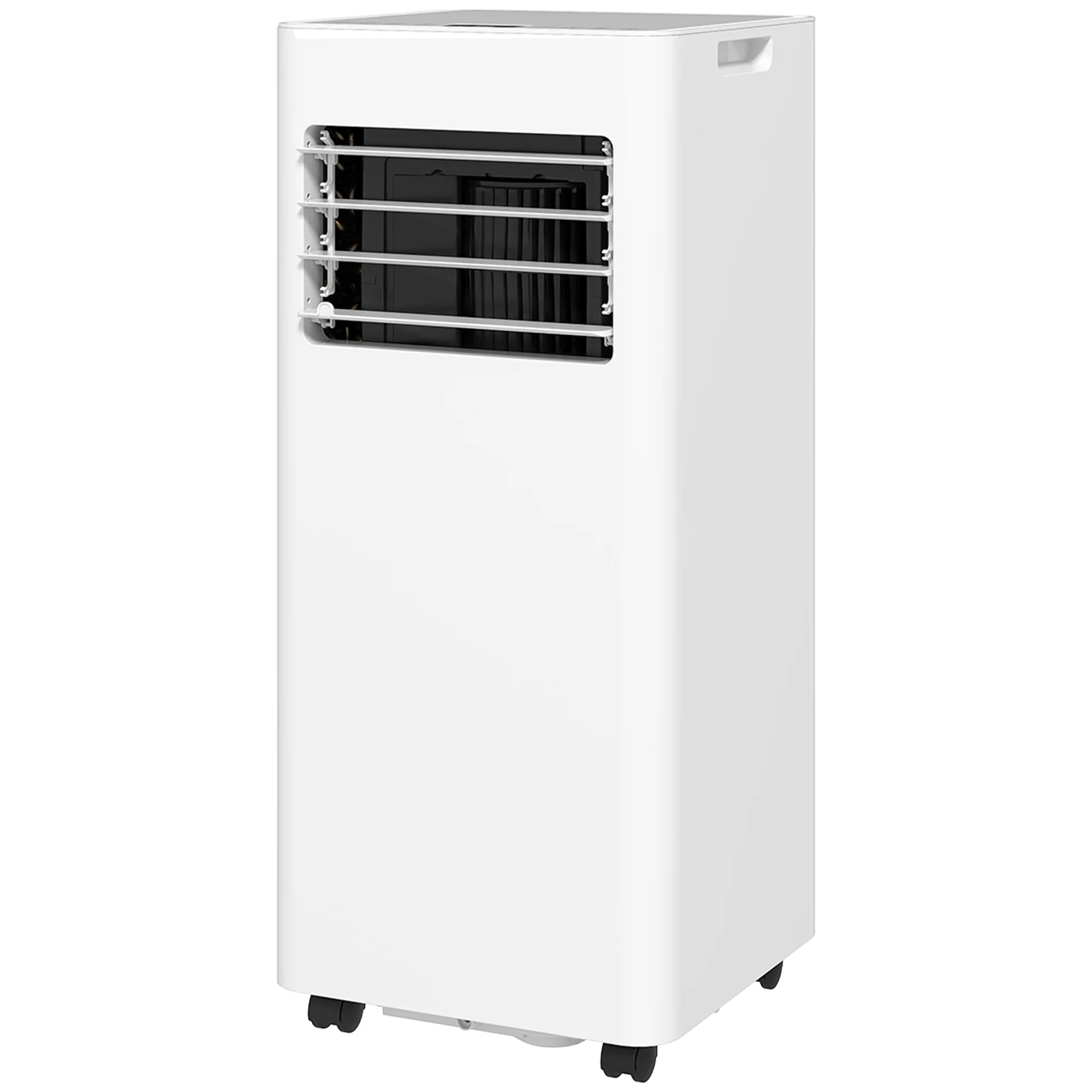 Climatiseur mobile 9000 BTU/H 2,6KW climatiseur portable 3 en 1 refroidissement, ventilateur, déshumidificateur, mode veille, minuterie 24H, 2 vitesses et télécommande, kit d'évacution, blanc