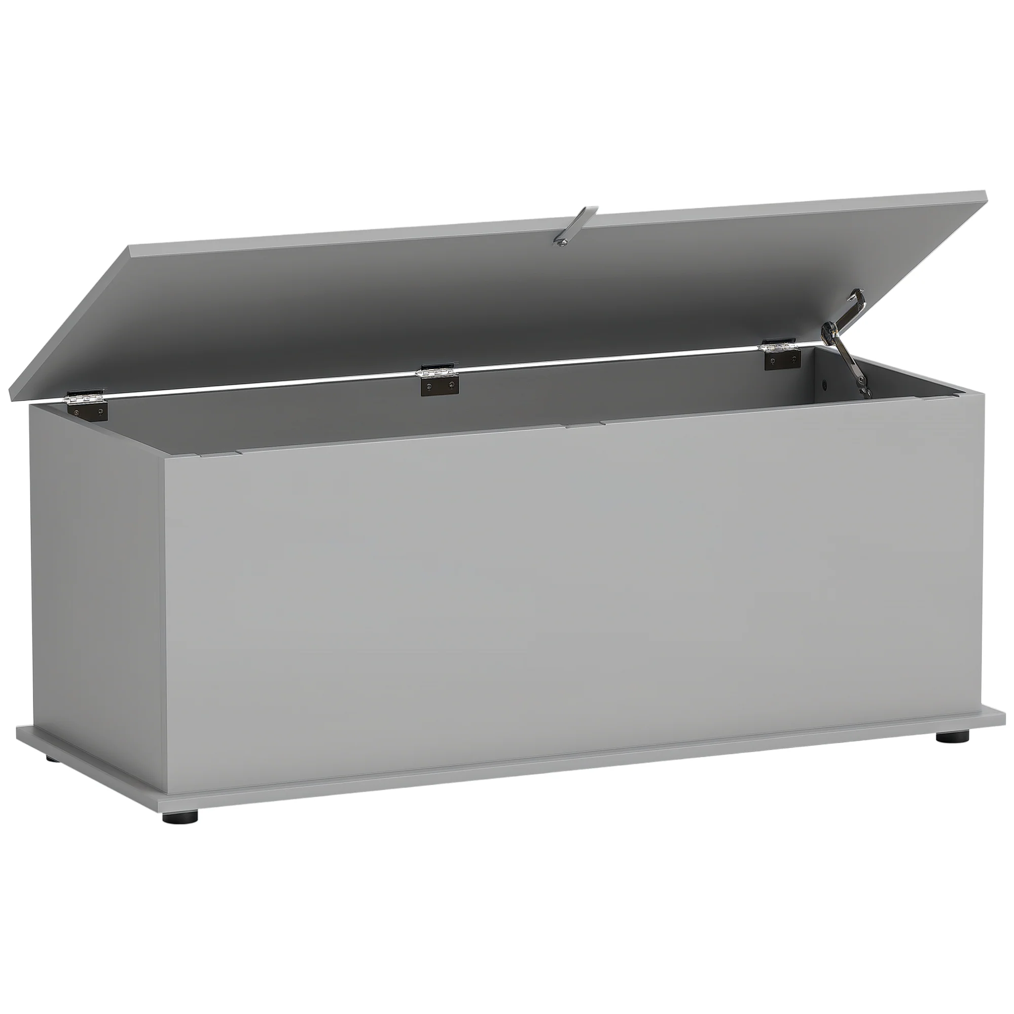 Coffre de rangement, banc de rangement avec couvercle rabattable et charnières de sécurité, banc chaussures, meuble d'entrée, couloir, chambre, salon, 100 x 40 x 40 cm, gris - Image 11