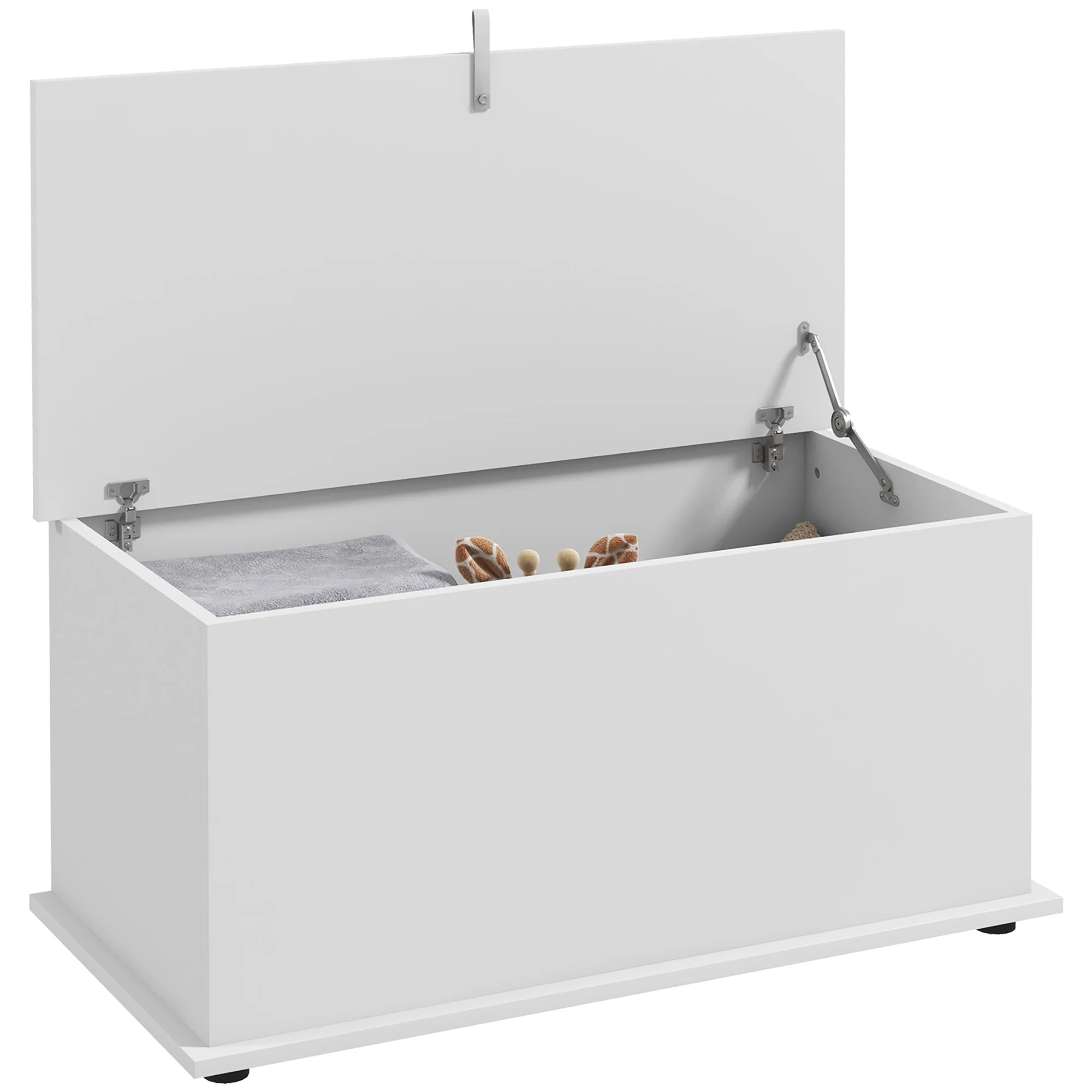 Coffre de rangement, banc de rangement avec couvercle rabattable et charnières de sécurité, banc chaussures, meuble d'entrée, couloir, chambre, salon, 80 x 40 x 40 cm, blanc - Image 11