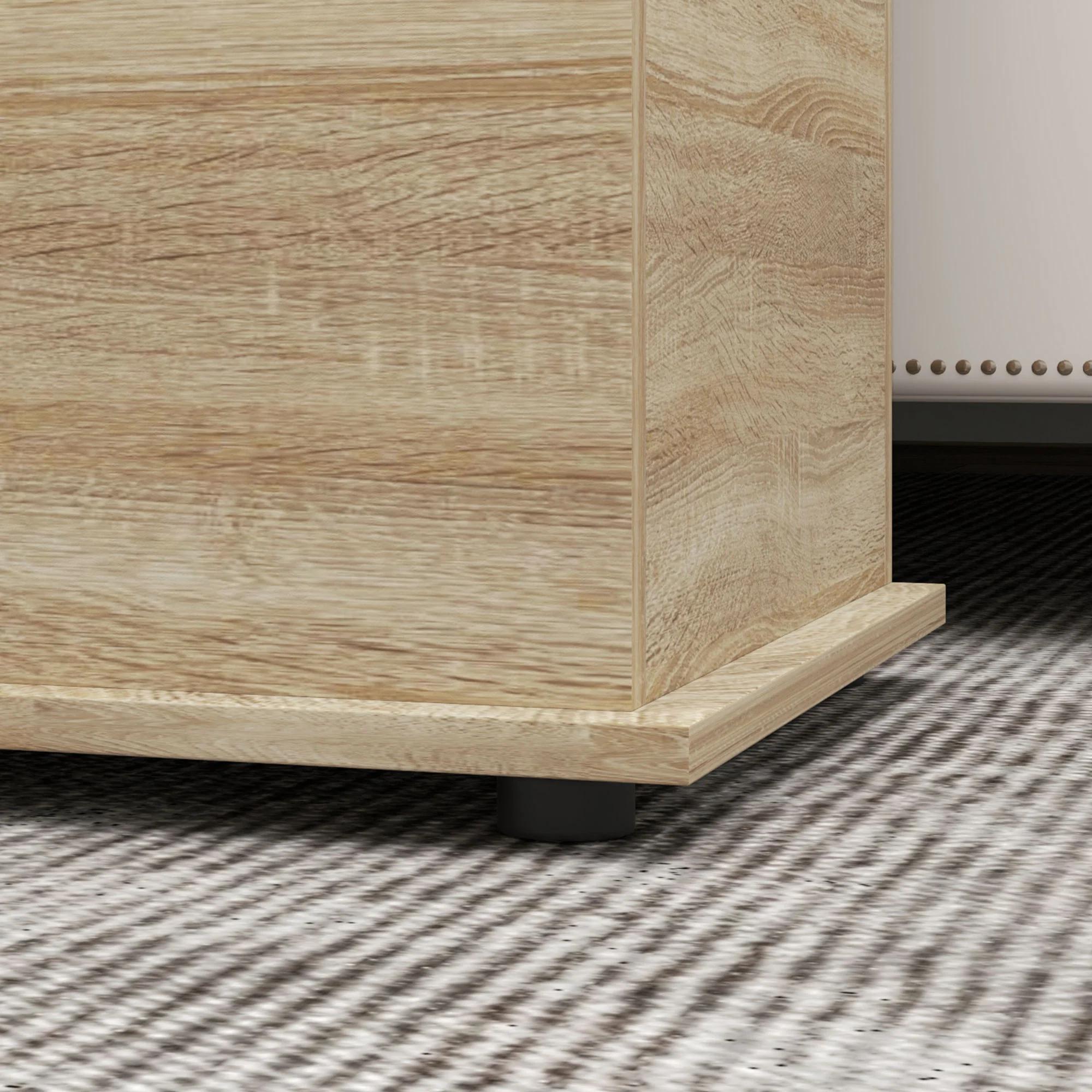 Coffre de rangement, banc de rangement avec couvercle rabattable et charnières de sécurité, banc chaussures, meuble d'entrée, couloir, chambre, salon, 100 x 40 x 40 cm, effet bois naturel - Image 10