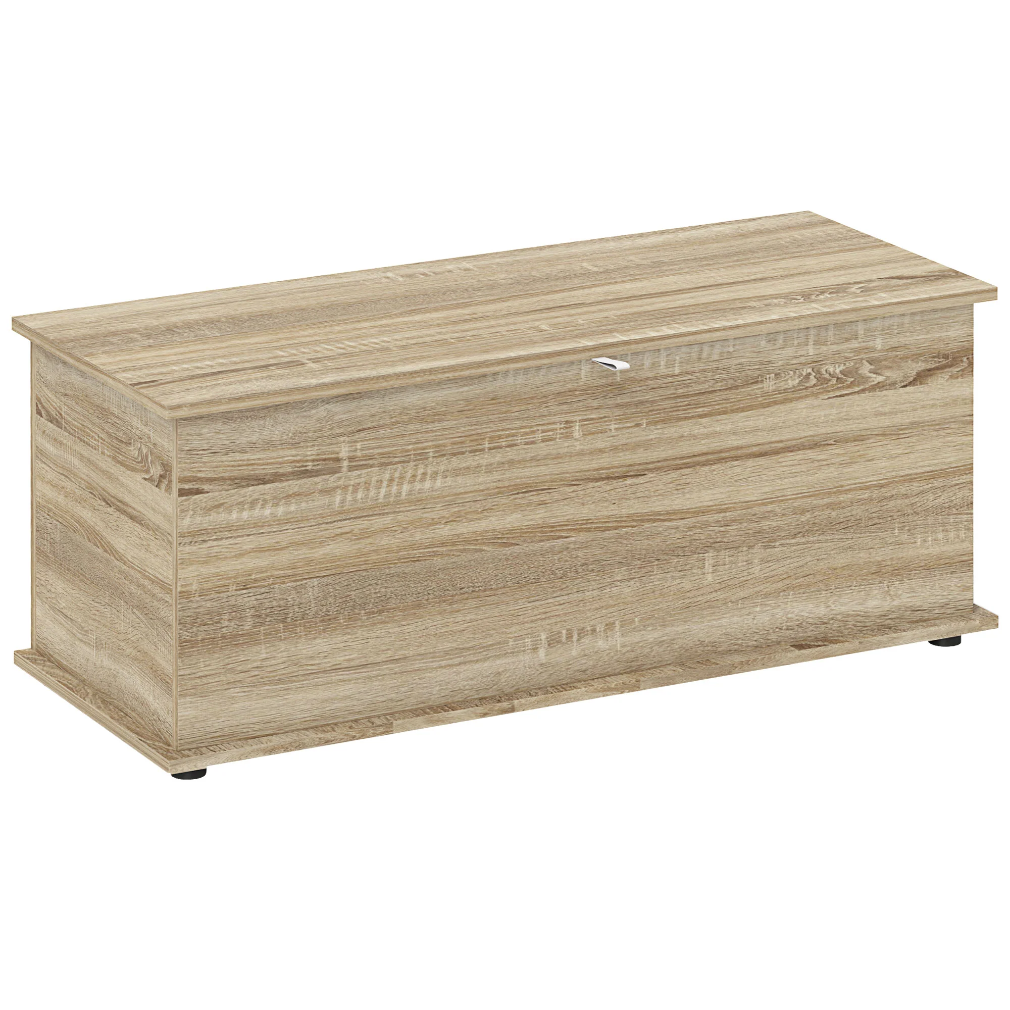 Coffre de rangement, banc de rangement avec couvercle rabattable et charnières de sécurité, banc chaussures, meuble d'entrée, couloir, chambre, salon, 100 x 40 x 40 cm, effet bois naturel - Image 11
