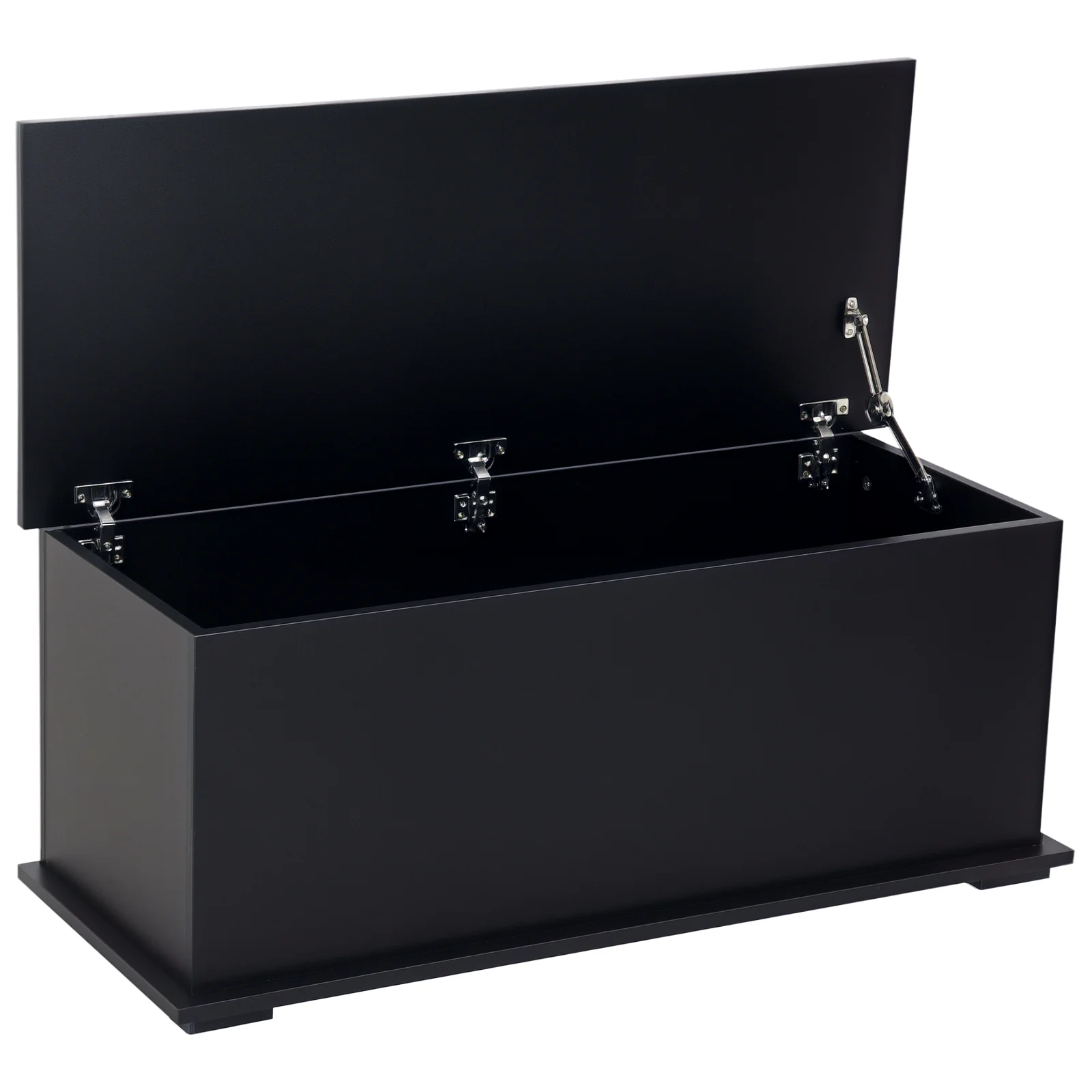 Coffre de rangement, banc de rangement avec couvercle rabattable et charnières de sécurité, banc chaussures, meuble d'entrée, couloir, chambre, salon, 100 x 40 x 40 cm, noir - Image 11