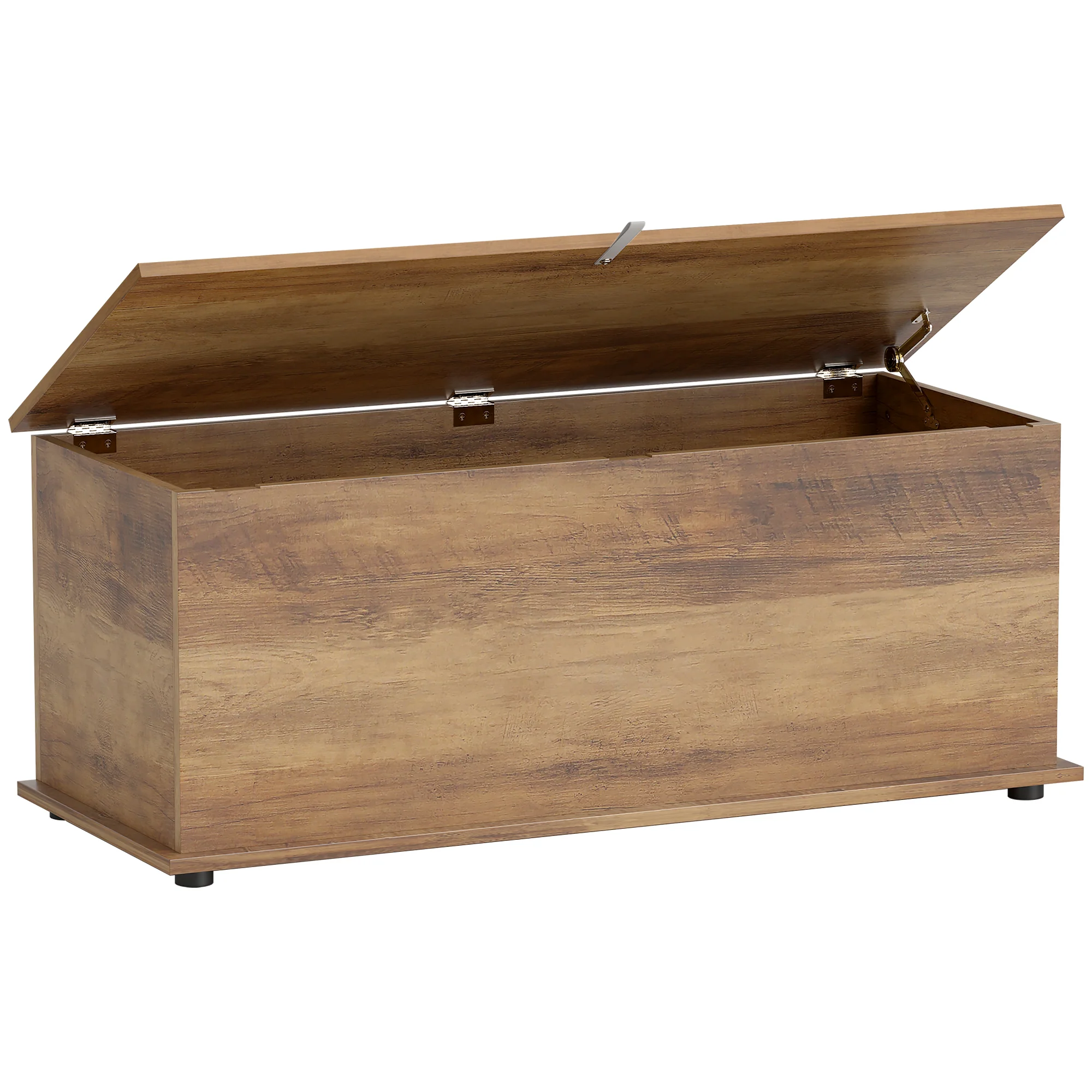 Coffre de rangement, banc de rangement avec couvercle rabattable et charnières de sécurité, banc chaussures, meuble d'entrée, couloir, chambre, salon, 100 x 40 x 40 cm, marron grain bois - Image 11