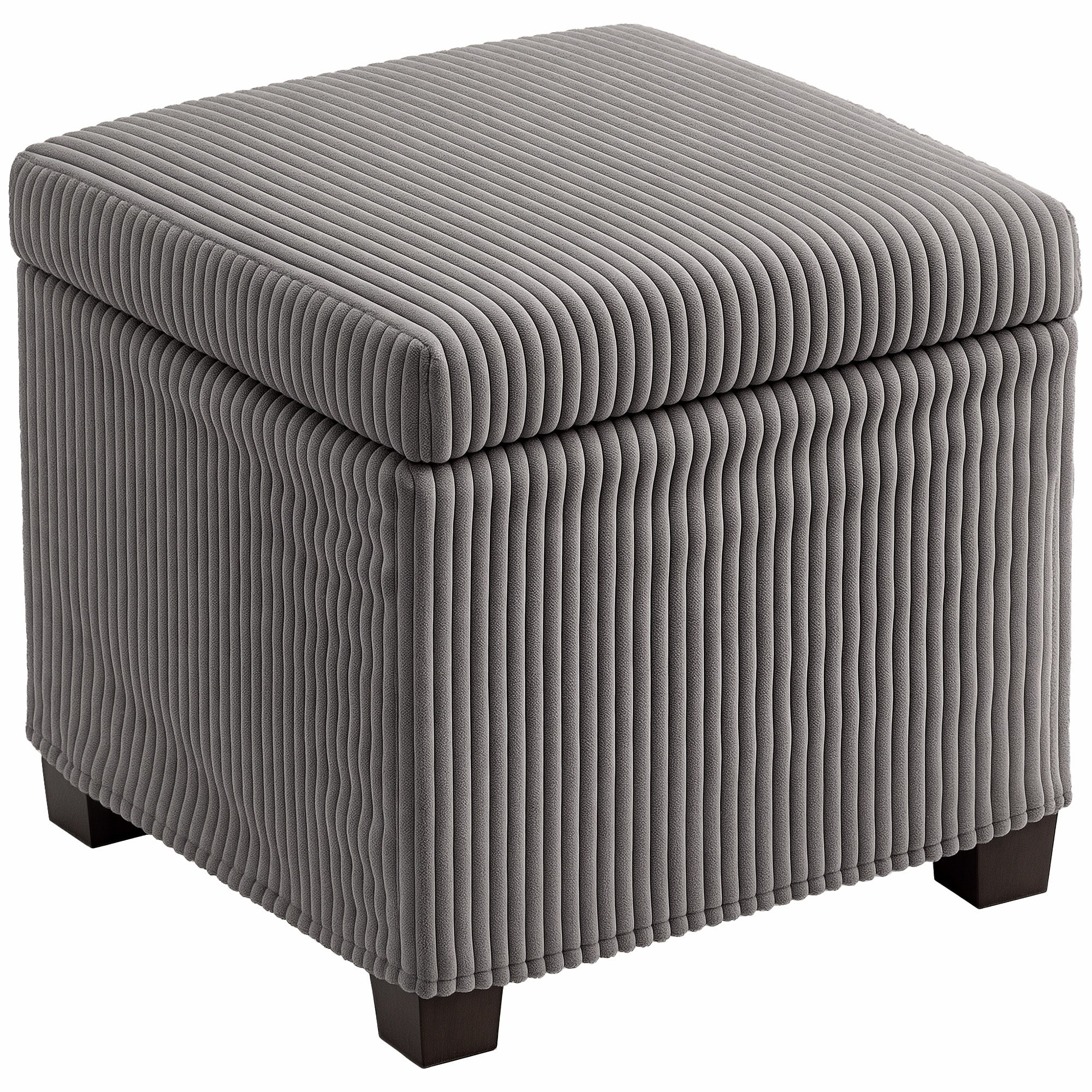 Coffre pouf rangement 30 L, tabouret de rangement avec couvercle amovible, ottoman repose-pied cube rembourré en velours c?telé, pour salon chambre entrée, charge 120 Kg, 40 x 40 x 40 cm, gris - Image 11