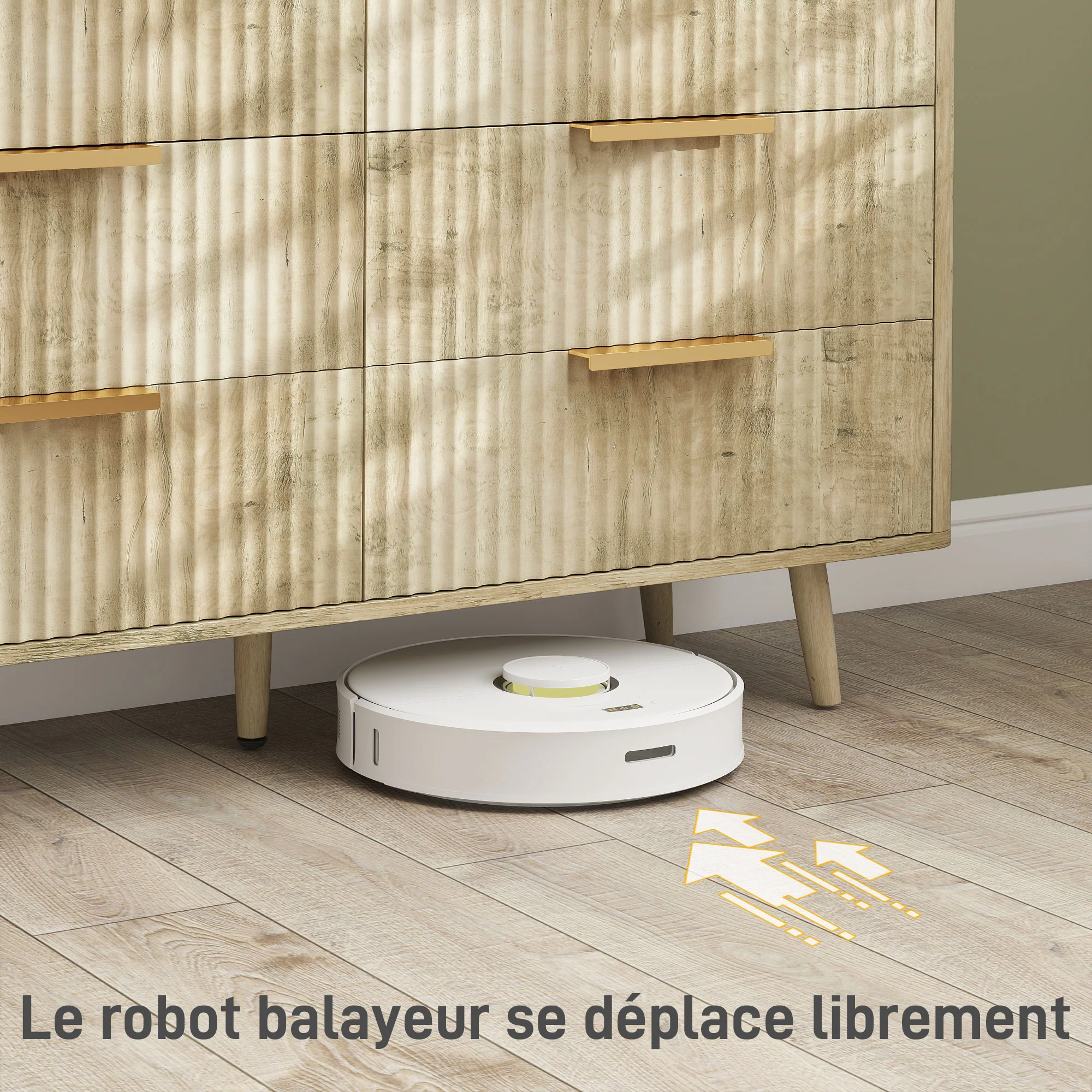 Commode 6 tiroirs meuble de rangement style scandinave avec poignées et pieds de pin, bois effet cannelé, commode chambre à coucher, salon, couloir - 120 x 40 x 76 cm, chêne - Image 6