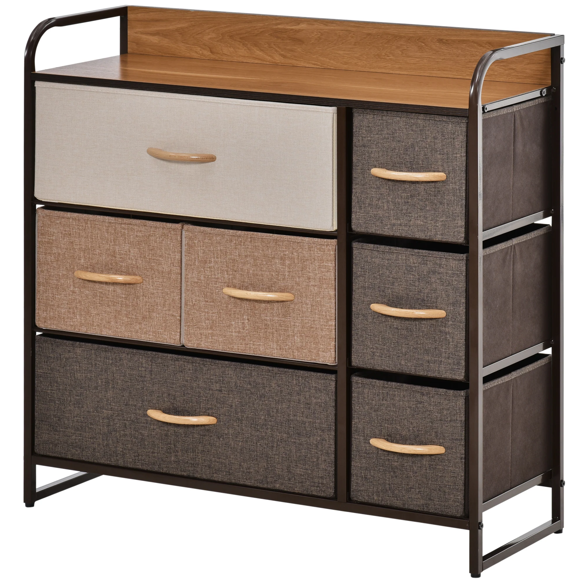 Commode 7 tiroirs meuble de rangement tiroir en tissu pliant - structure acier noir - 80L x 29l x 78,5H cm, chambre, entrée, salon, multicolore - Image 2