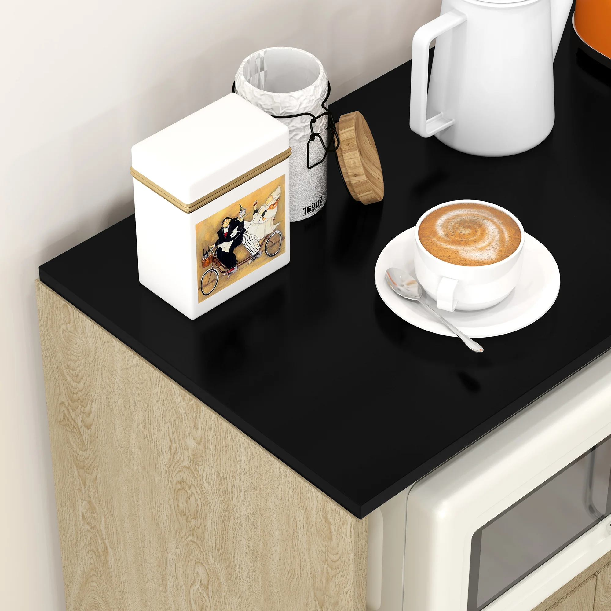 Desserte de cuisine à roulettes chariot de service étagère réglable multi-rangements meuble de rangement pour cuisine et salon 75 x 40 x 80,5 cm naturel noir - Image 9