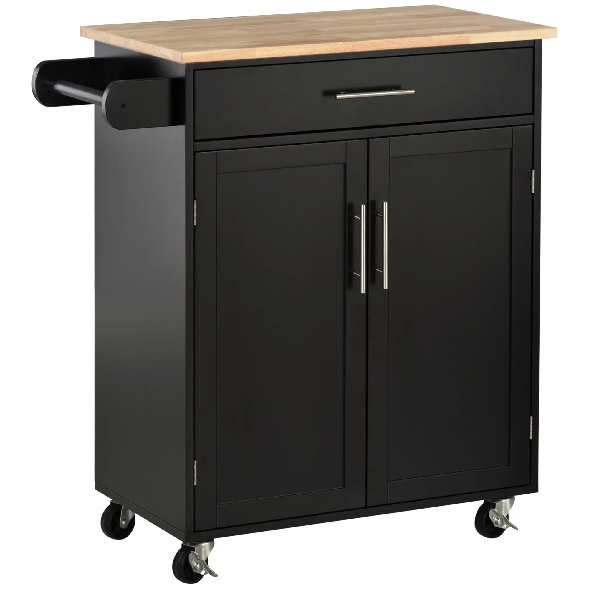 Desserte de cuisine sur roulettes chariot de service Ilot de cuisine avec tiroir de placard et porte-torchons - 83l x 45P x 91,5H cm noir - Image 11