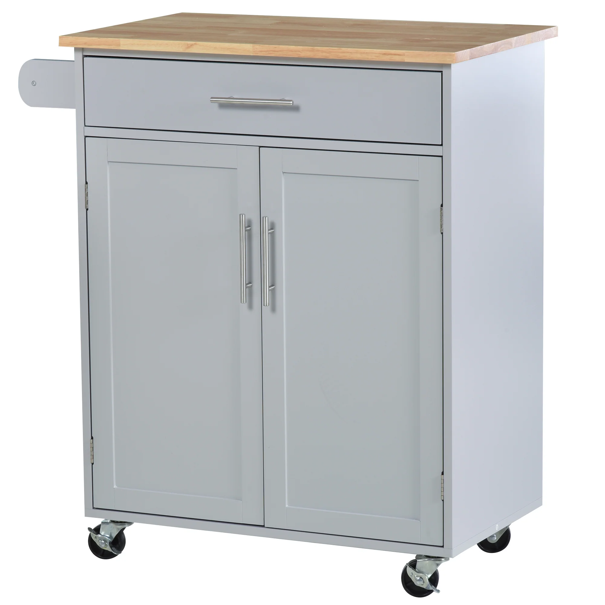 Desserte de cuisine sur roulettes chariot de service Ilot de cuisine avec tiroir de placard et porte-torchons - 83l x 45P x 91,5H cm gris