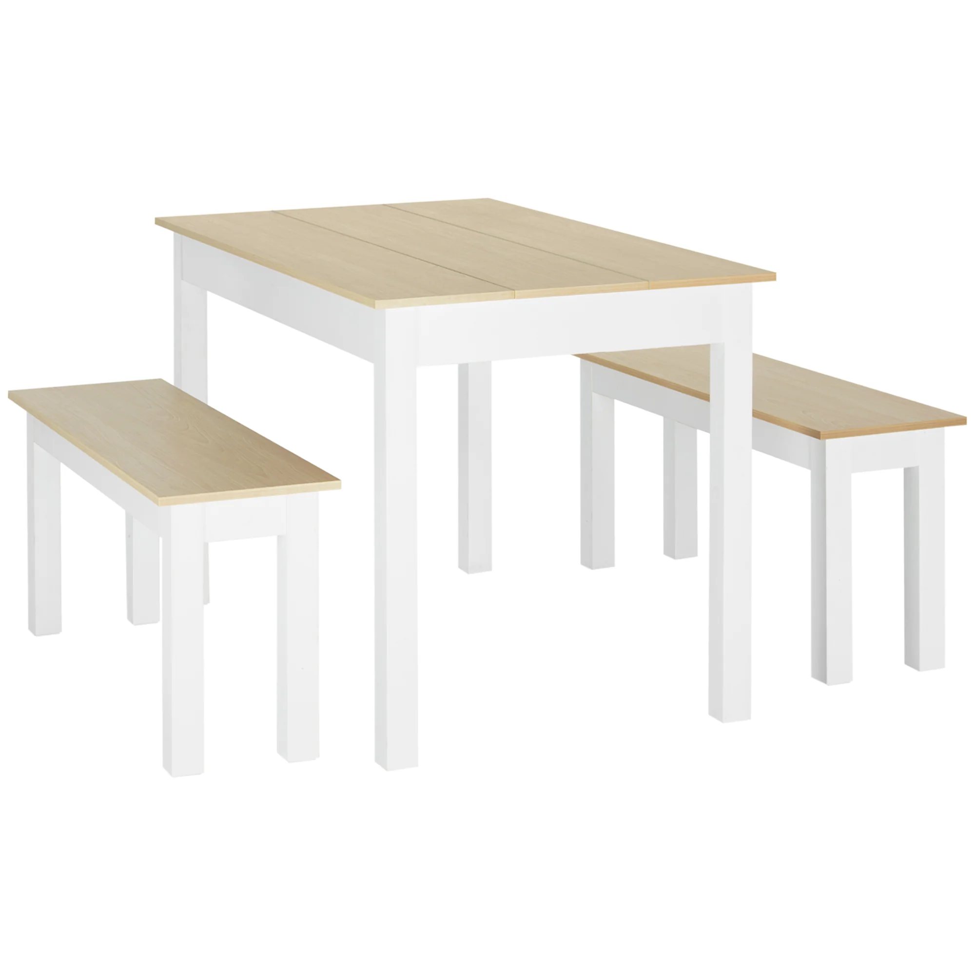 Ensemble table à manger 3 pièces avec 2 bancs encastrables pour 4-6 personnes style contemporain - cuisine salle à manger salon - panneaux de particules - Image 11