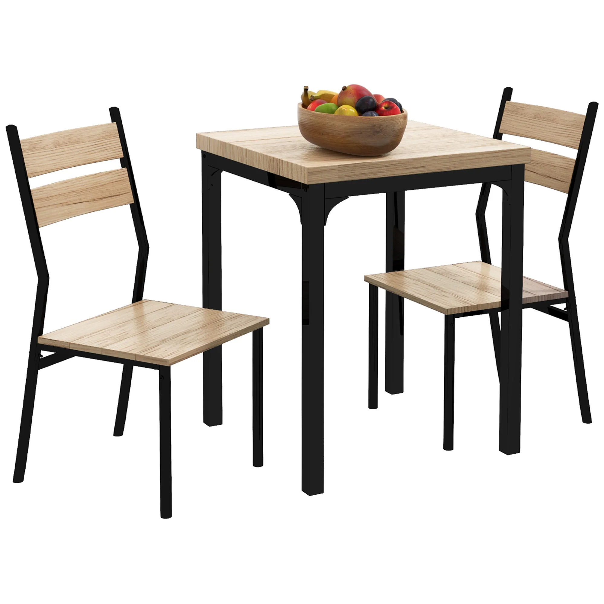Ensemble table et chaises pour 2 personnes, table de cuisine avec chaises, table à manger 3 pièces avec 2 chaises encastrables, pour cuisine salon maison, bois de chêne clair - Image 11