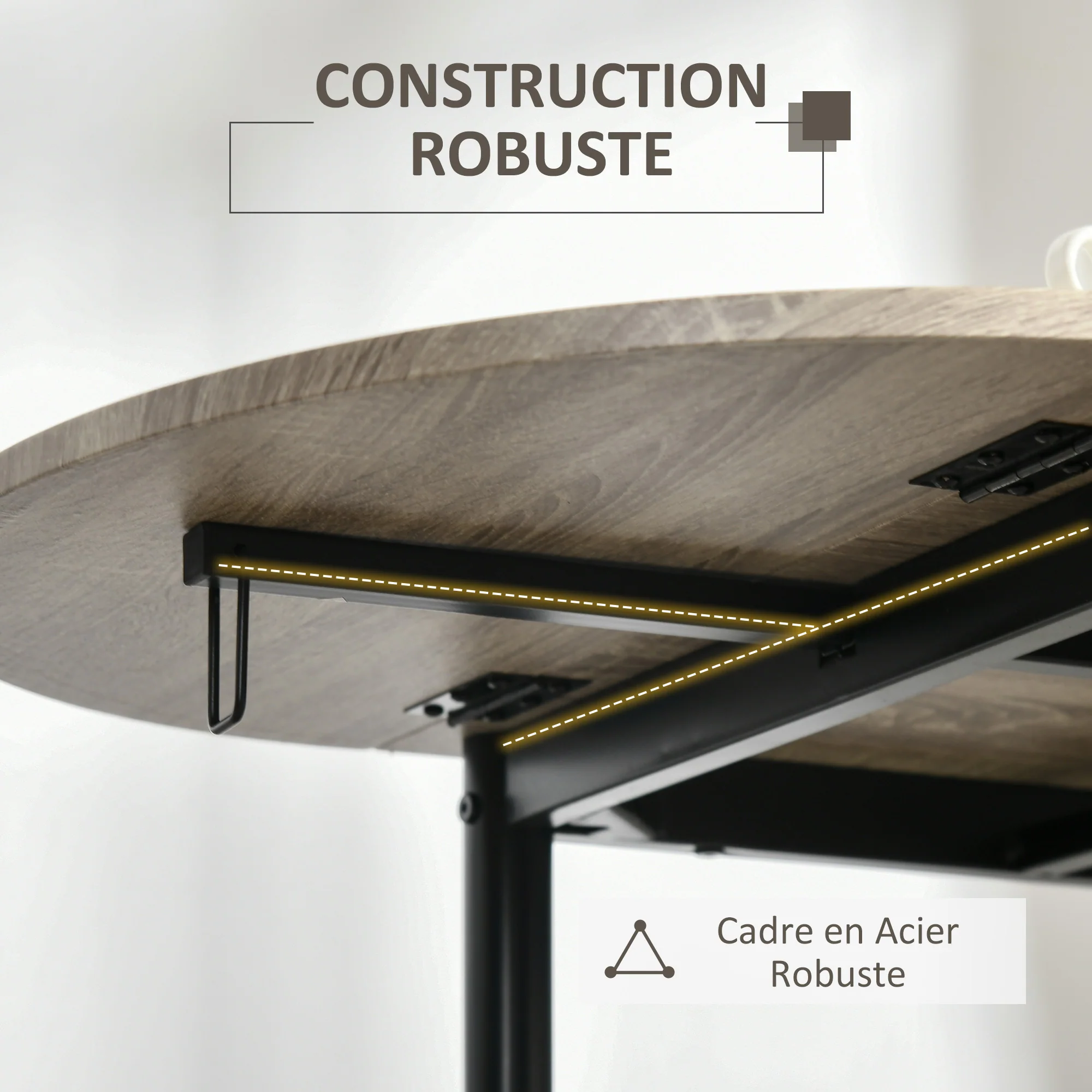 Ensemble table ovale extensible et 2 chaises - table à rabats - métal et MDF - noir et naturel - Image 9