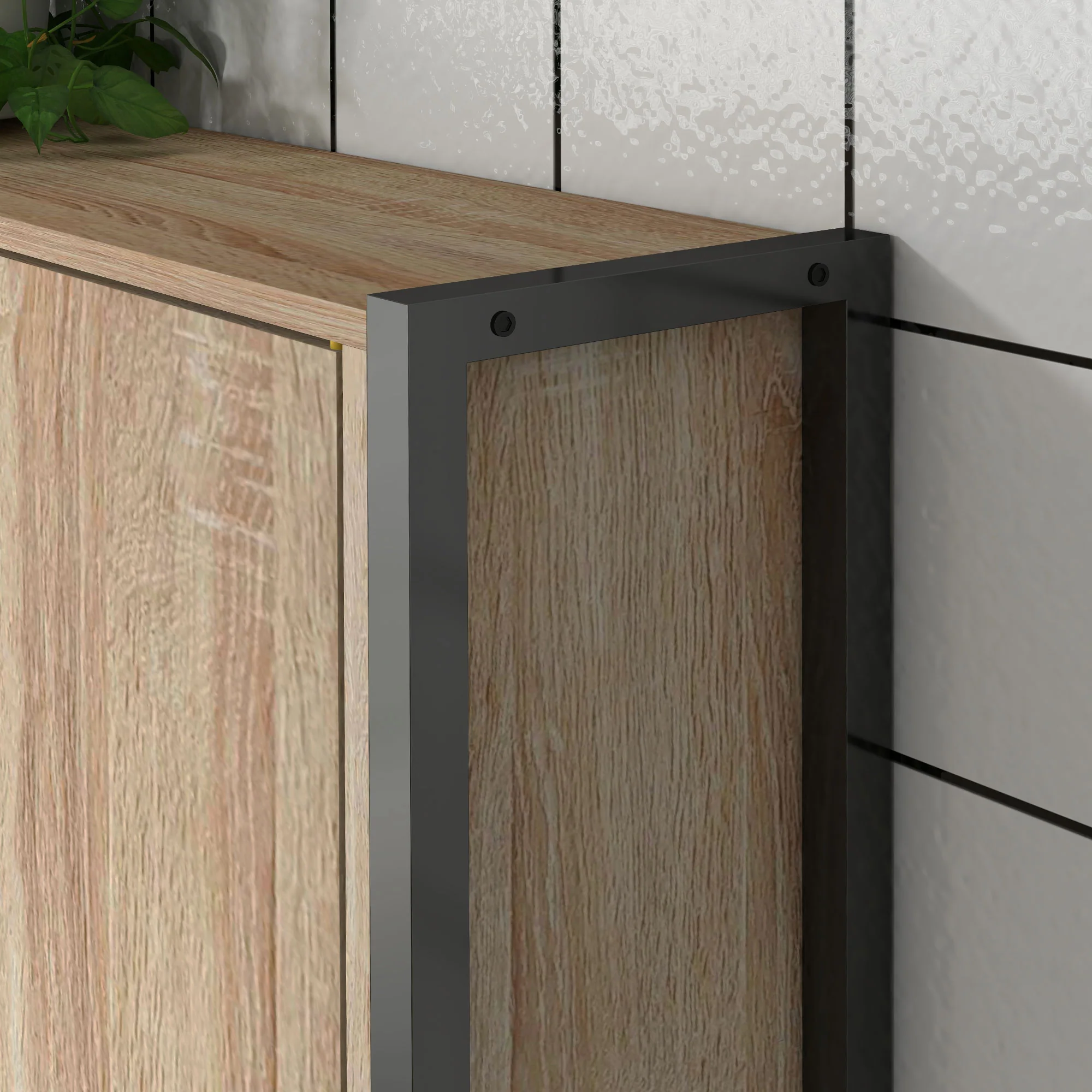 Étagère de toilettes meuble de salle de bain dessus toilette WC avec placard 2 portes et étagère ouverte dim. 64L x 19l x 178H cm chêne et noir - Image 9
