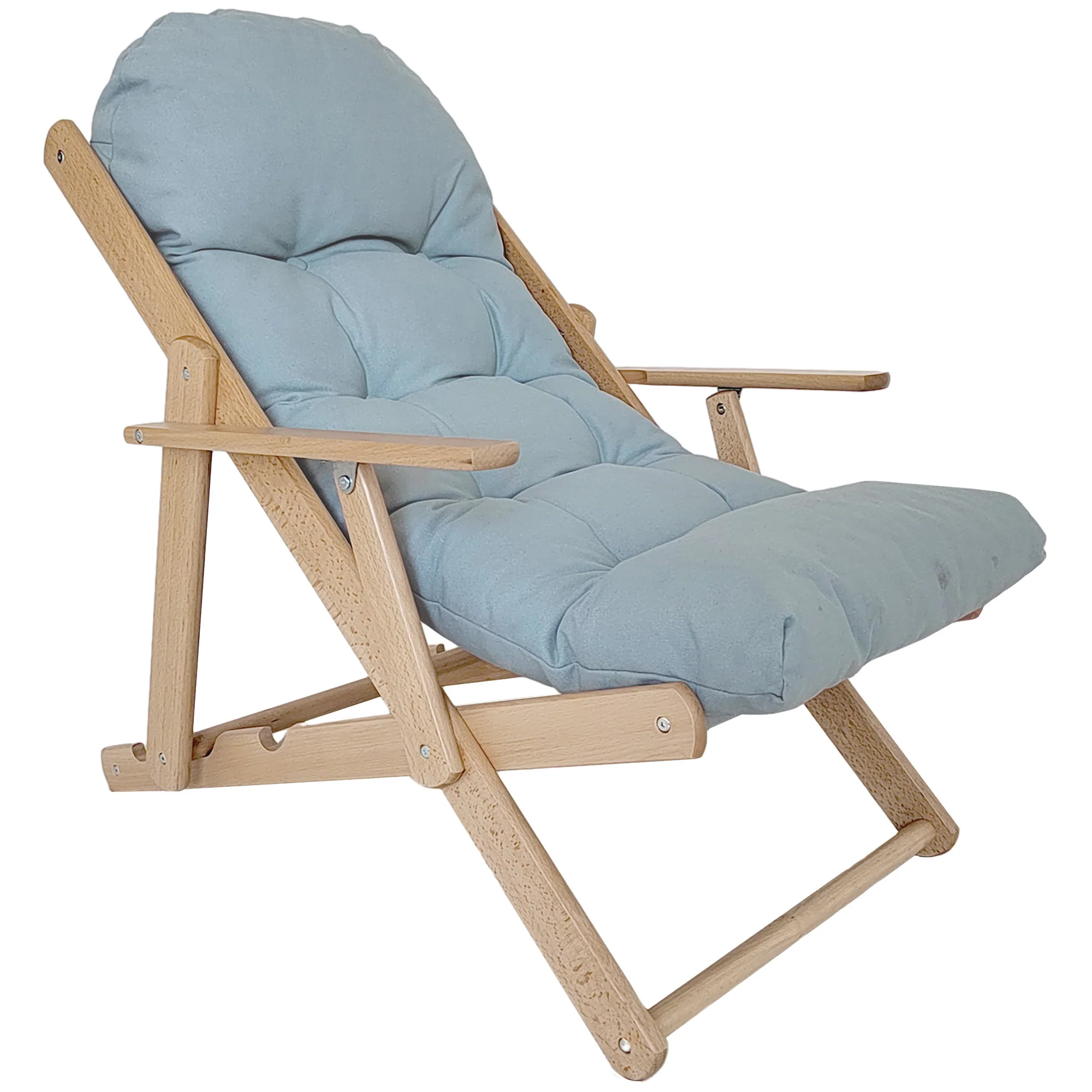 Fauteuil Chaise de Salon Pliable et inclinable en Bois Fauteuil Relax Confortable avec Coussin capitonné épais - 71 x 89 x 96 cm gris - Image 11