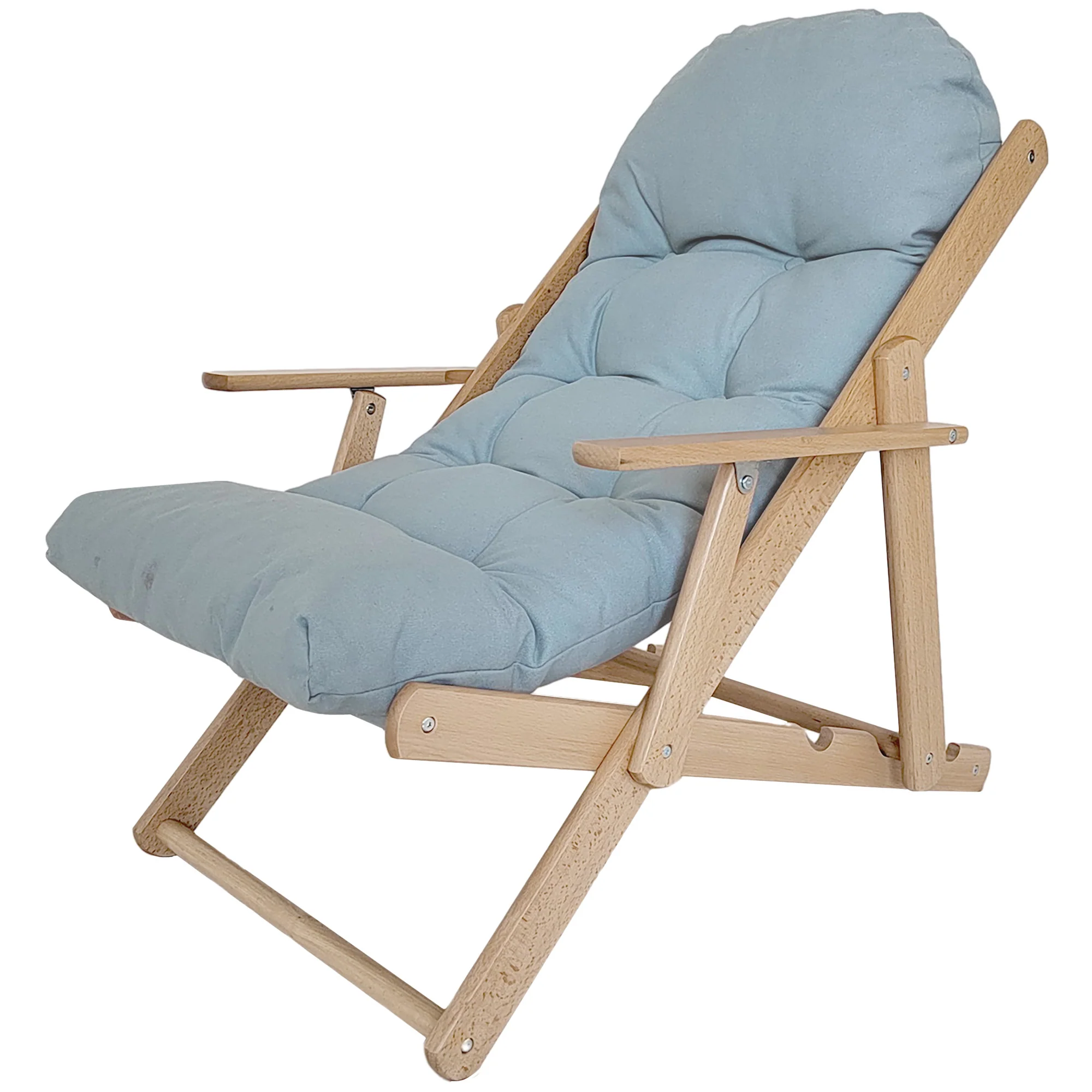 Fauteuil Chaise de Salon Pliable et inclinable en Bois Fauteuil Relax Confortable avec Coussin capitonné épais - 71 x 89 x 96 cm gris - Image 3